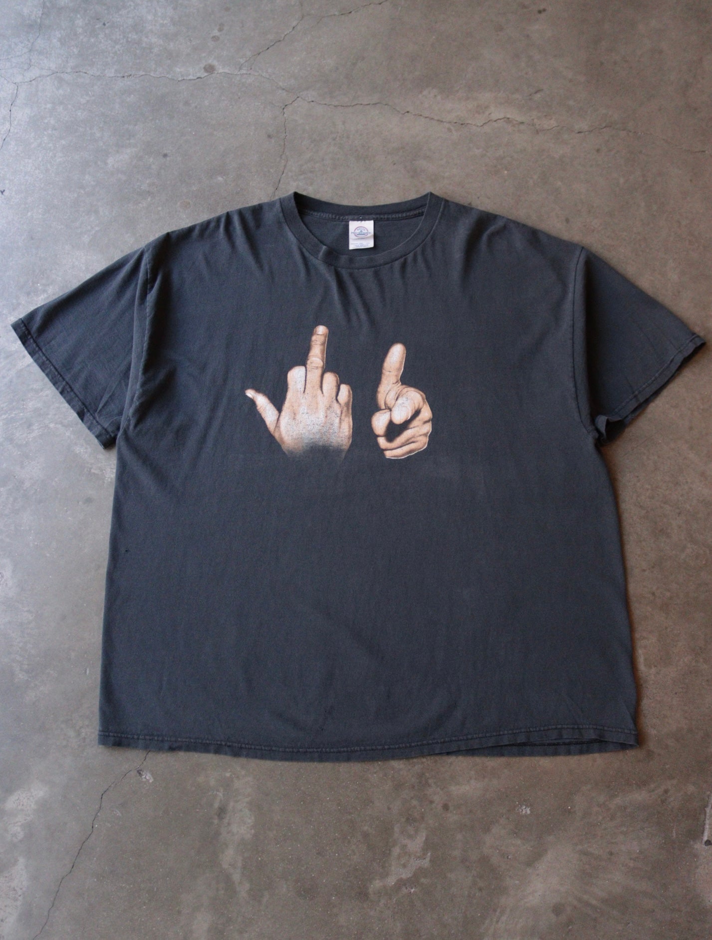 当時物 レア 希少 00s Fuck you hand sign Tシャツ 00s FUCK YOU HAND SIGN アート ネタ Tシャツ tee 当時物 レア 希少