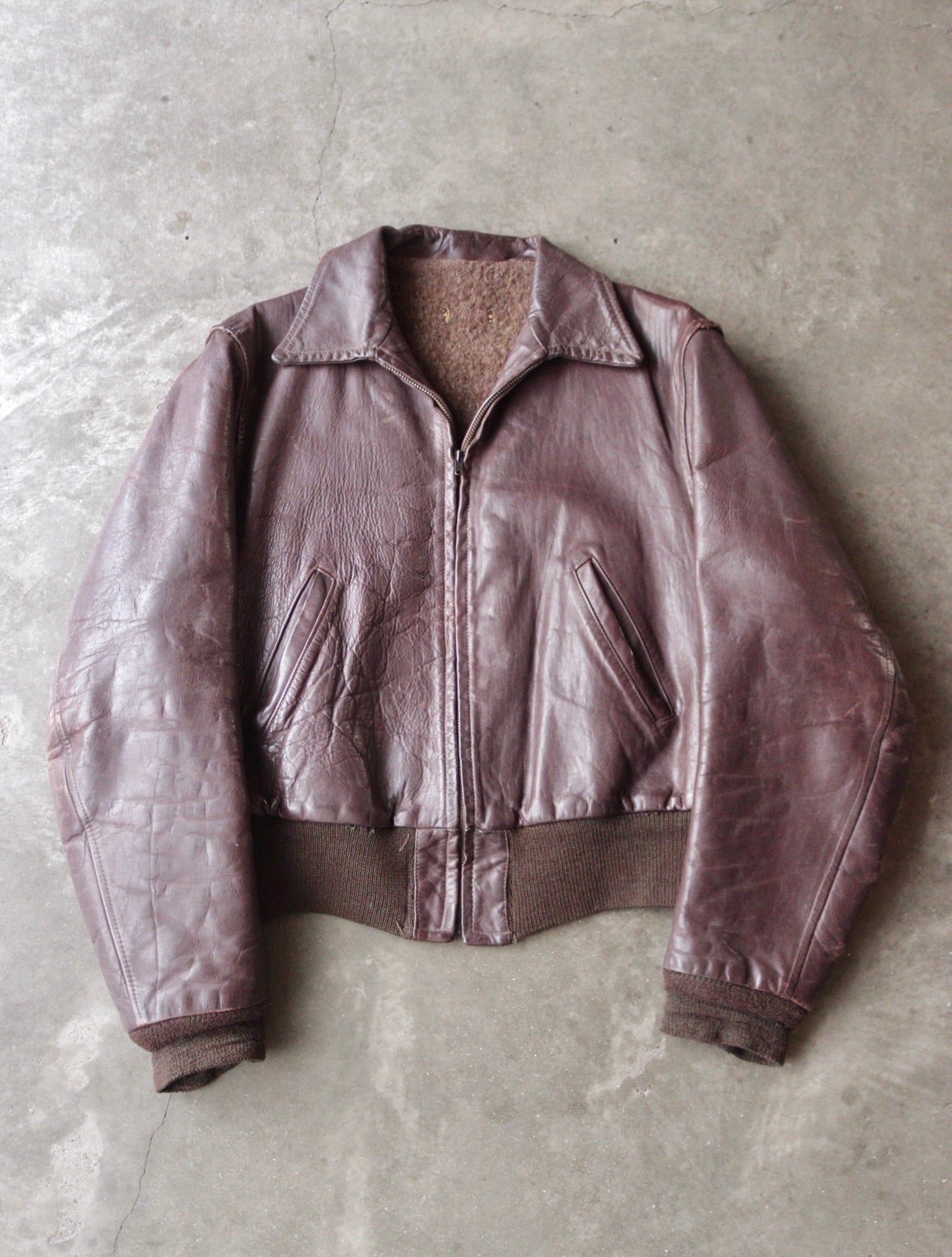 ジャケット・アウター 50~60's Vintage Leather Jacket 1960S BROWN LINED HORSE LEATHER JACKET – TWO FOLD