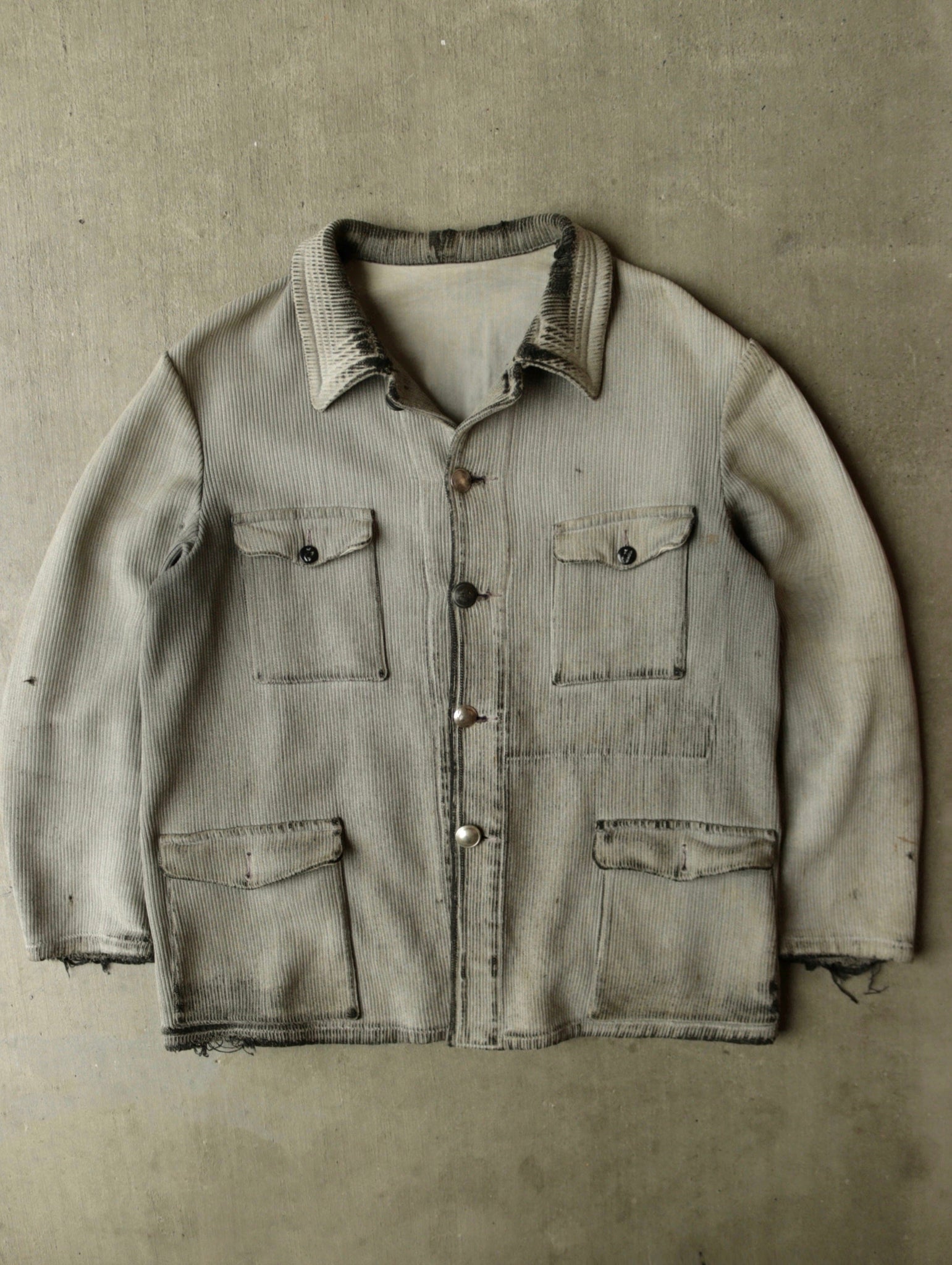 1940S FRENCH PIQUE CORDUROY HUNTING JACKET - L
