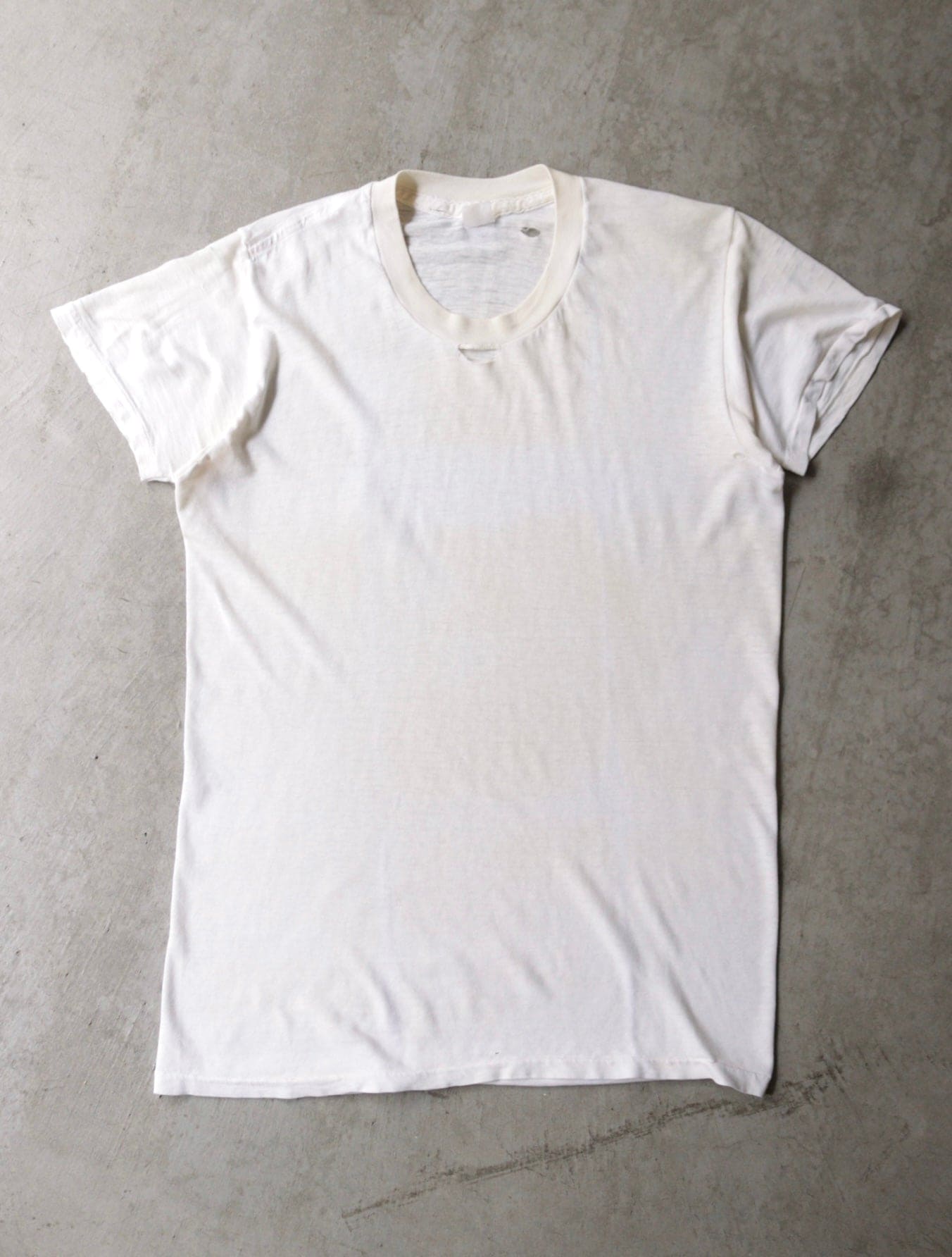 1970S WHITE BLANK SHEER TEE