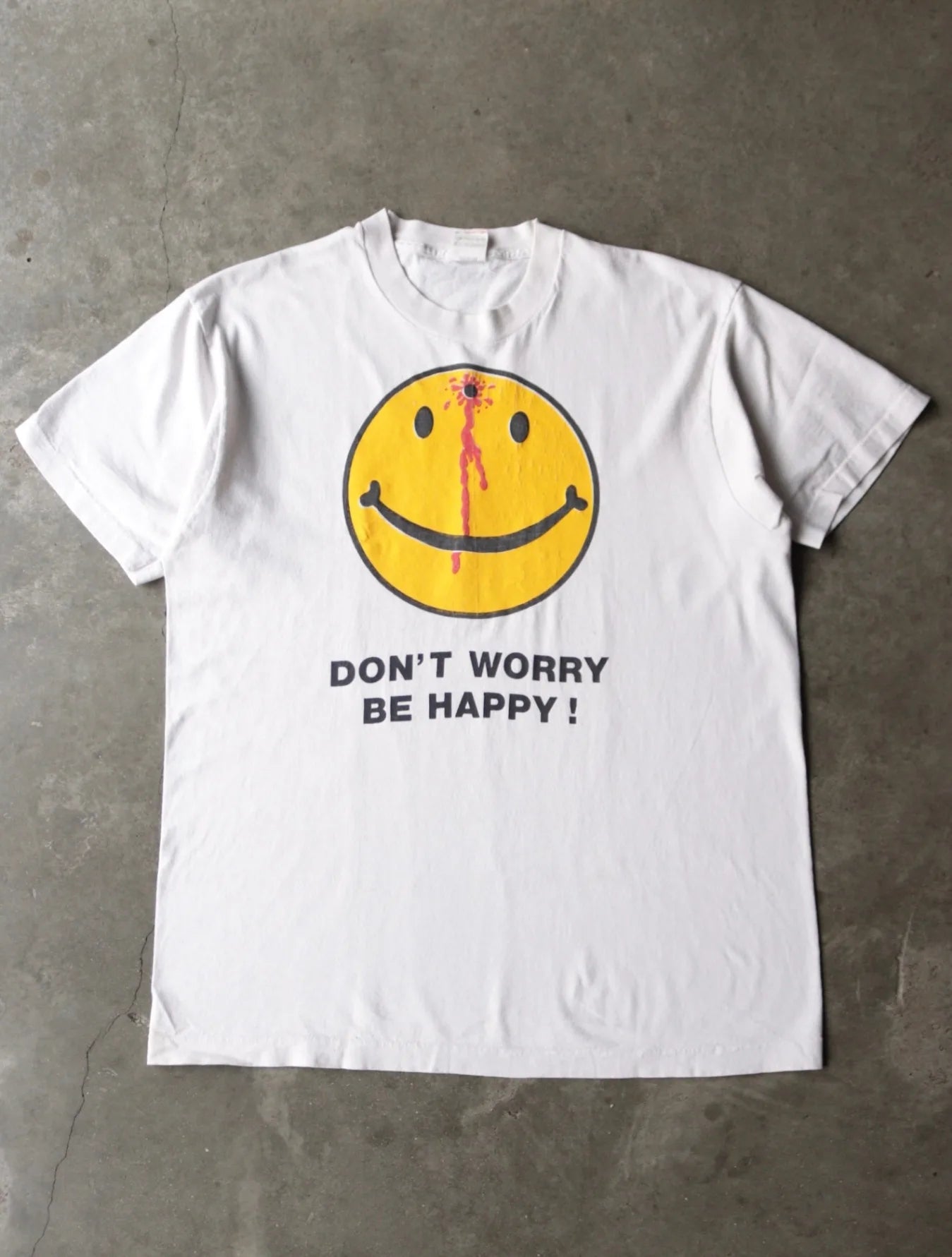 1990S DON'T WORRY SMILEY HEAD SHOT TEE – TWO FOLD