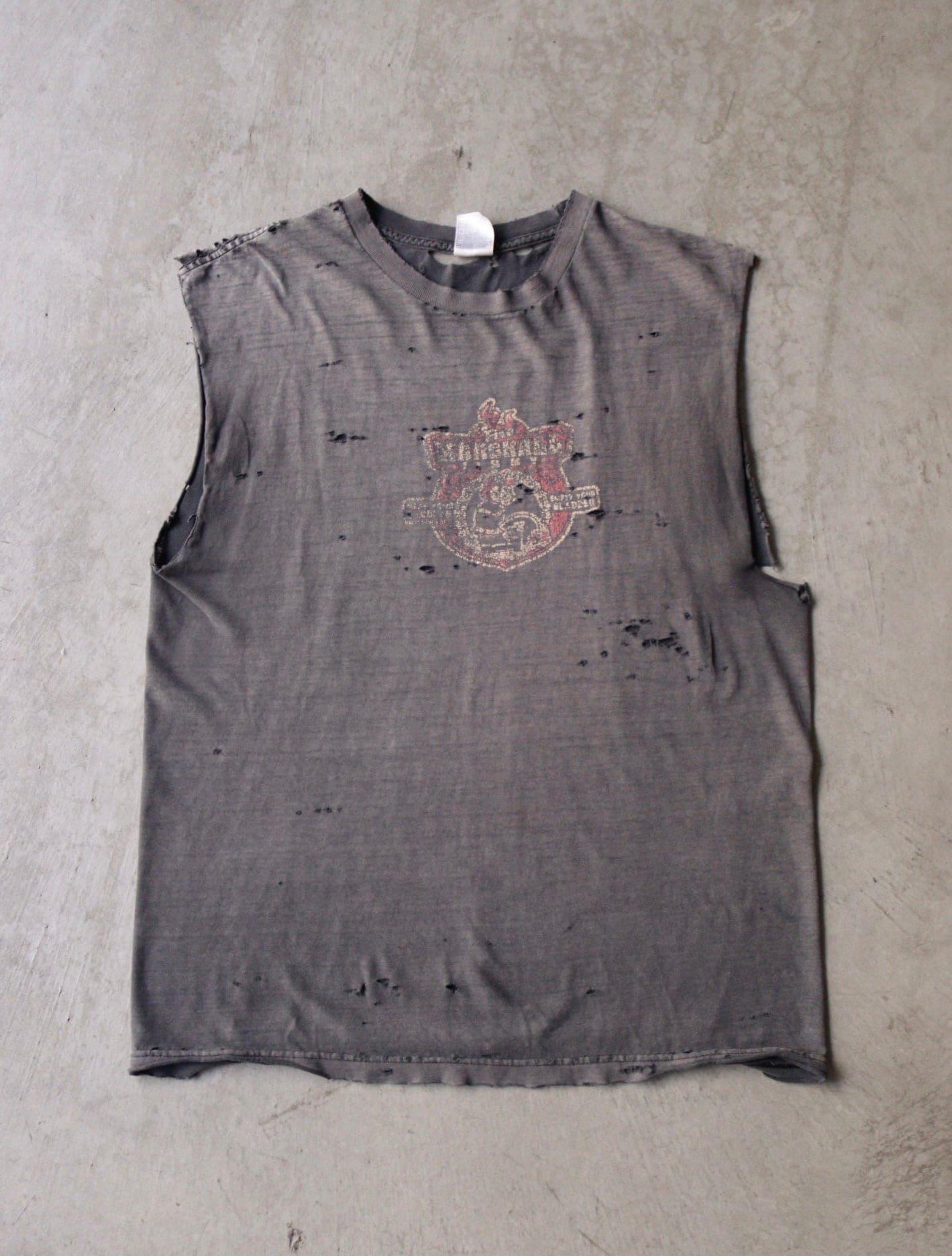 1990S THRASHED FADED FIRE MARSHAL TANK TOP