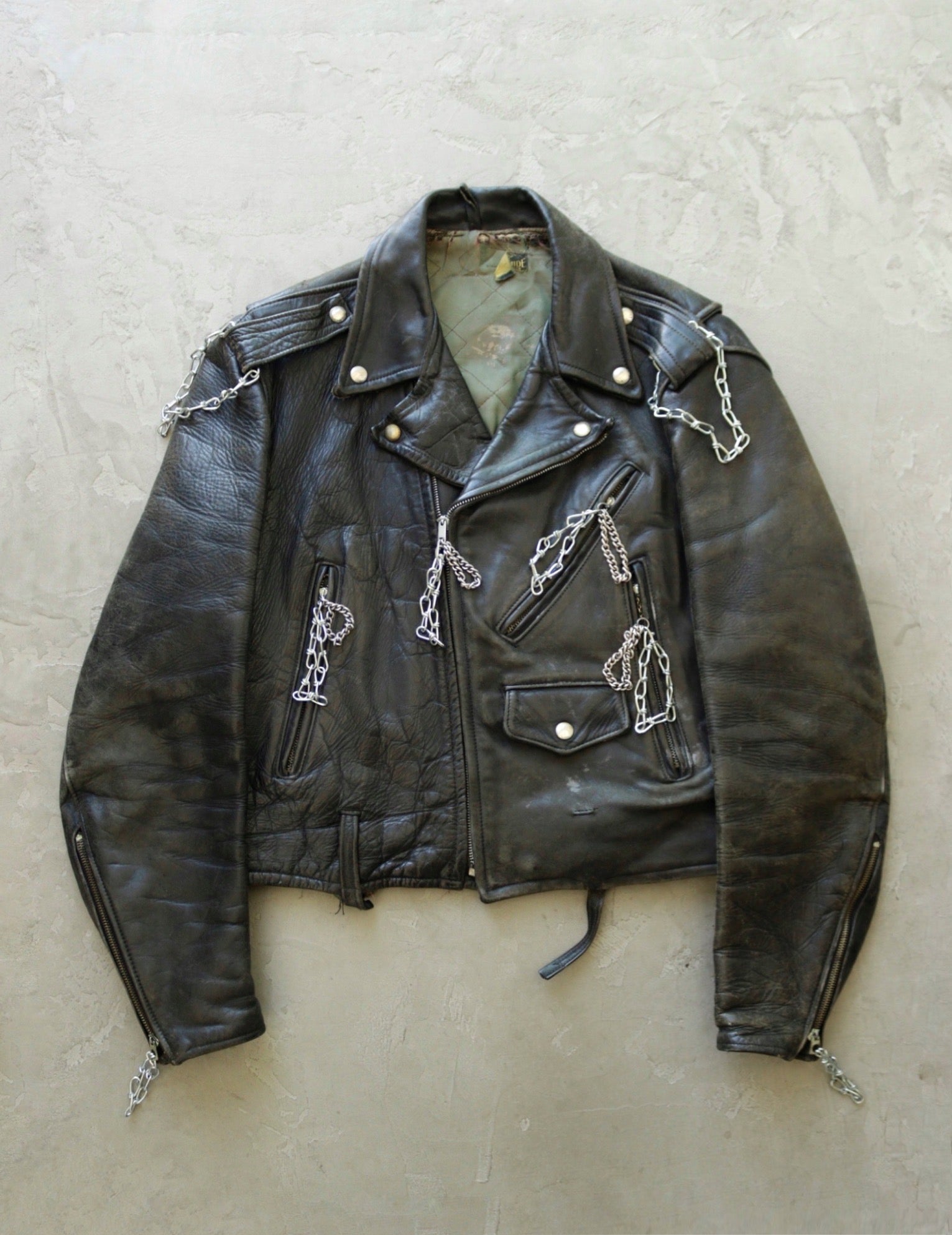 1950S FRONT-QUARTER HORSEHIDE BIKER PUNK LEATHER JACKET