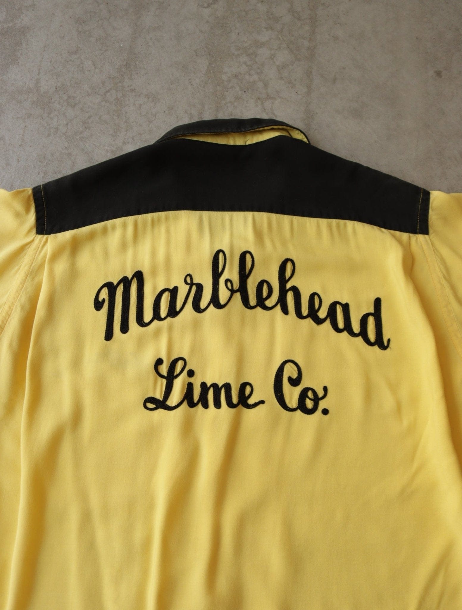 1950S RAYON CHAINSTITCH MARBLEHEAD BOWLING SHIRT - TWO FOLD