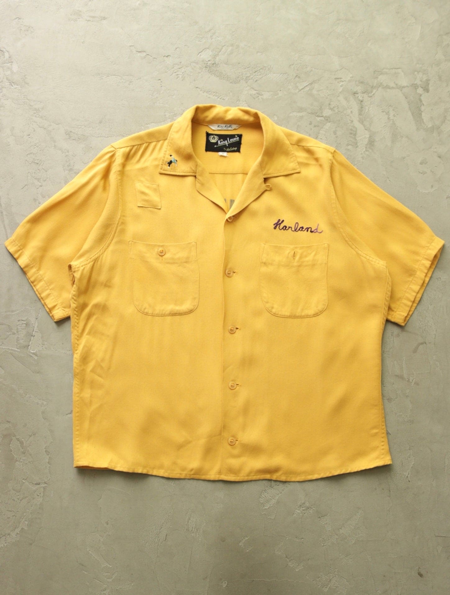 1970S HARLAND REPAIRED BOXY BOWLING SHIRT - TWO FOLD