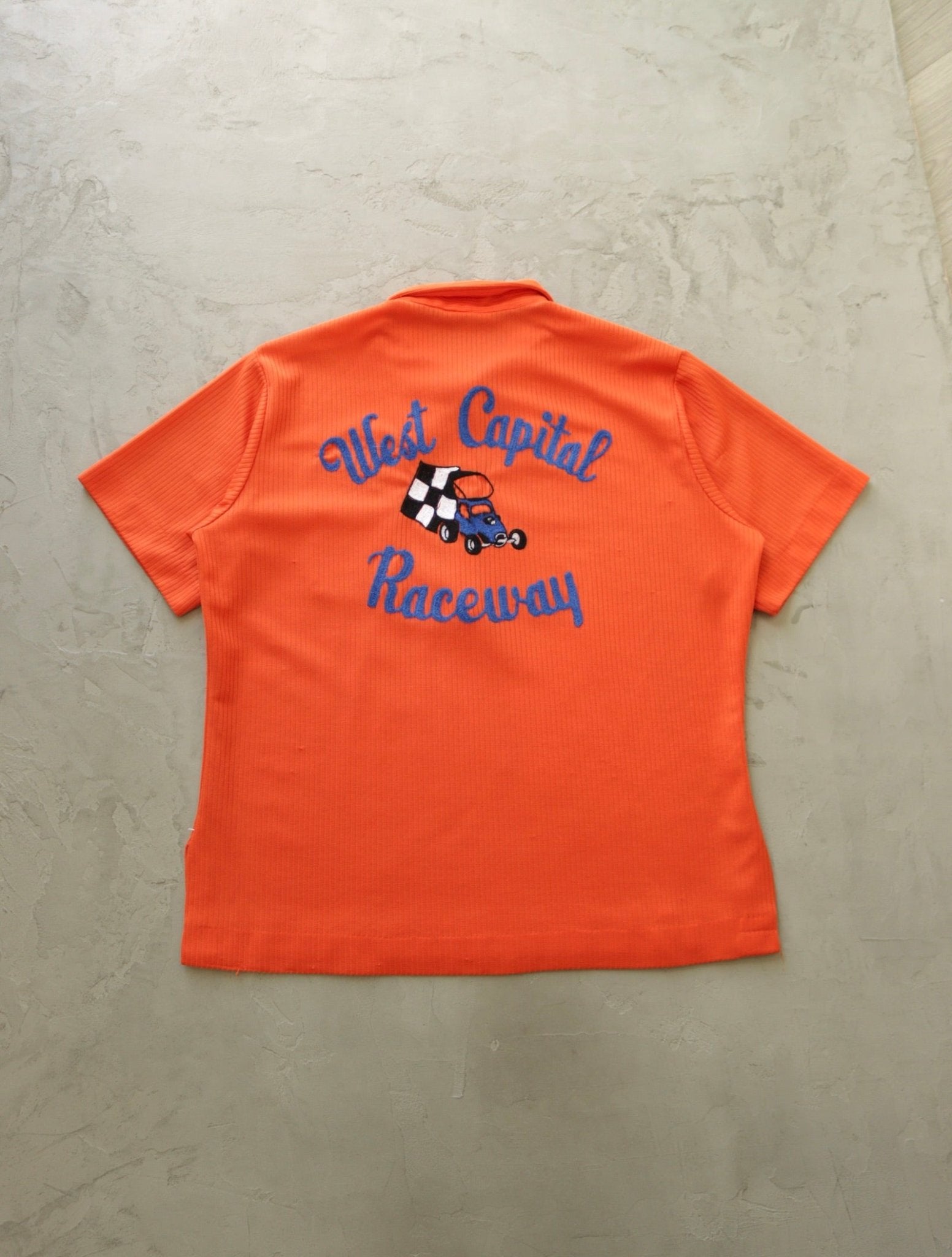 1970S WEST CAPITOL RACEWAY CHAINSTITCH BOWLING SHIRT - TWO FOLD