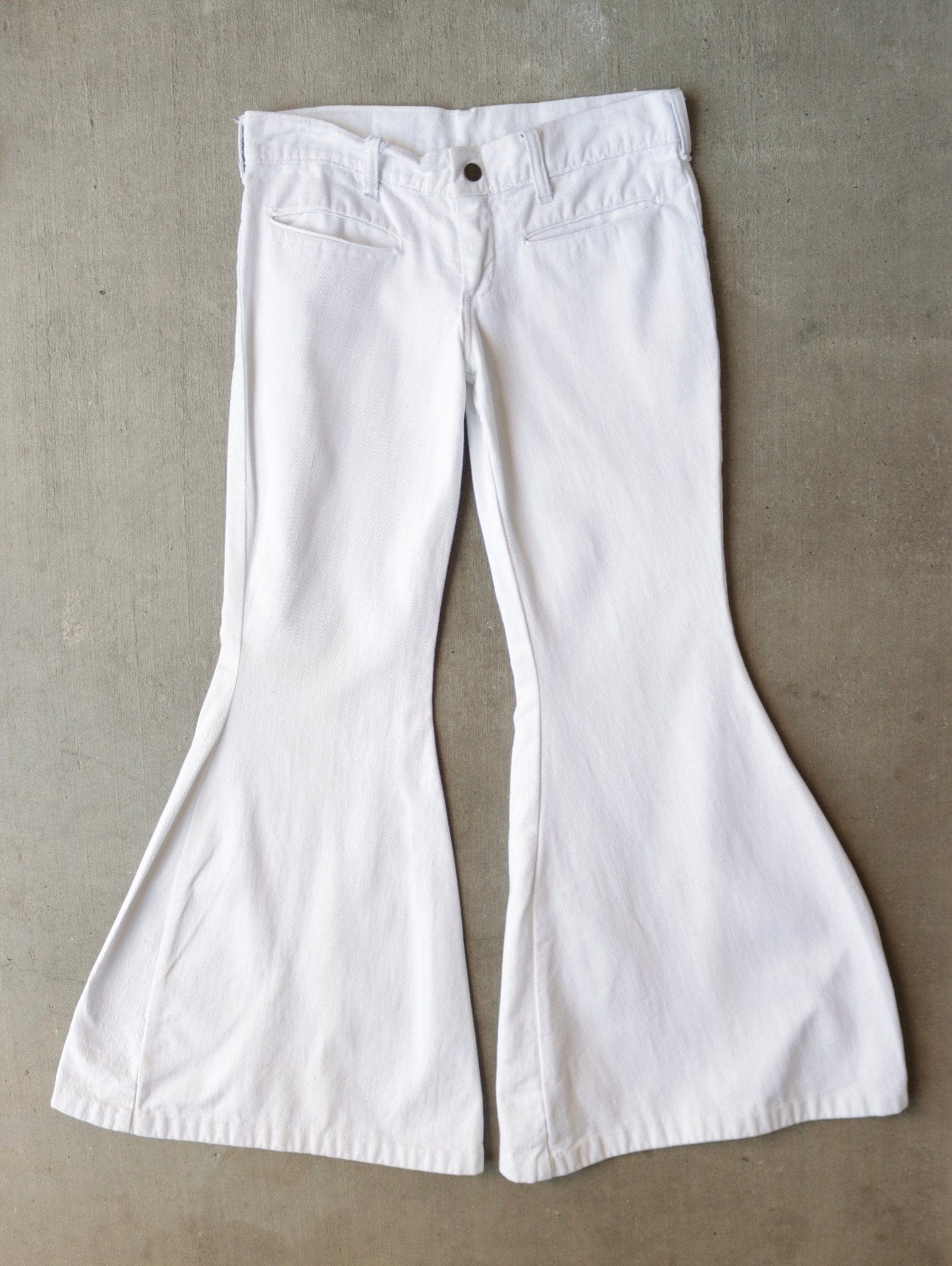 1970S WIDE FLARE WHITE DENIM PANTS - TWO FOLD