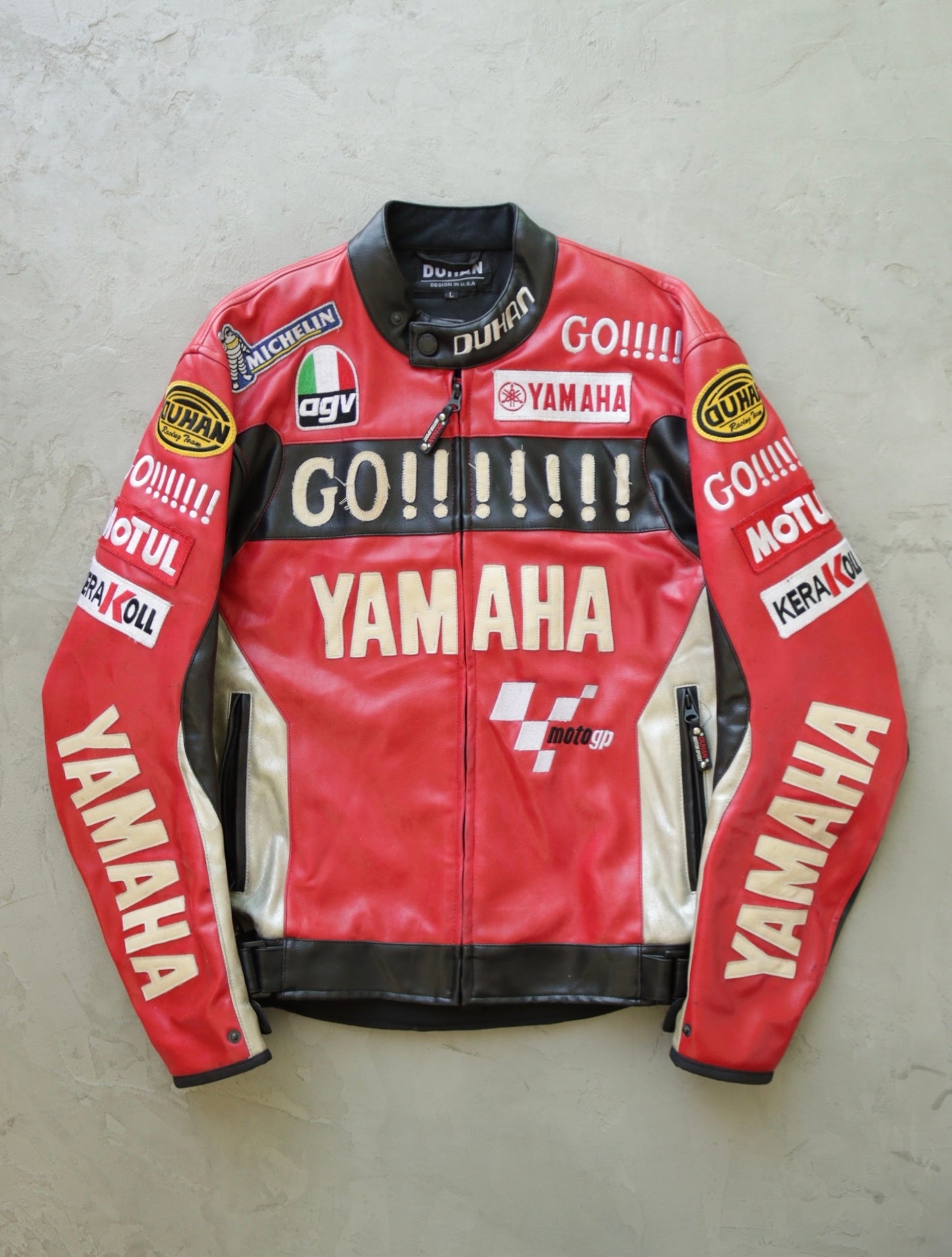 2000S YAMAHA GO!!!!!!! VINYL LEATHER RACING JACKET – TWO FOLD