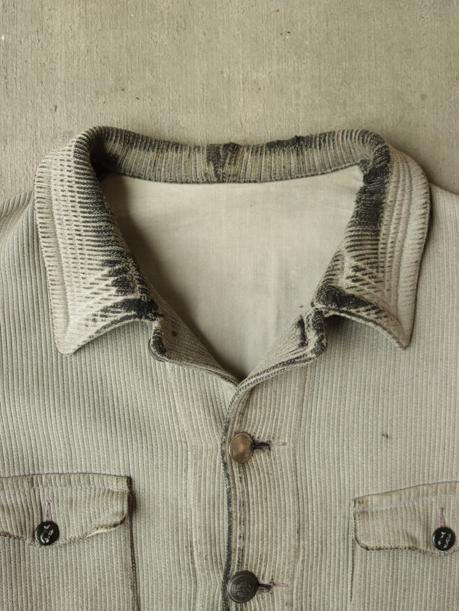 1940S FRENCH PIQUE CORDUROY HUNTING JACKET - L