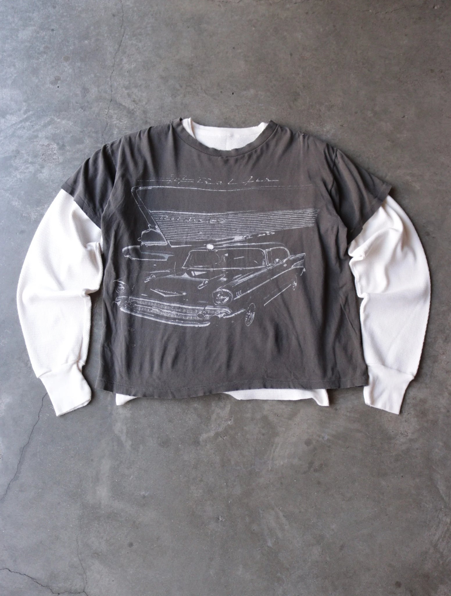 1990S FADED DISTRESSED CHEVROLET TEE + THERMAL L/S