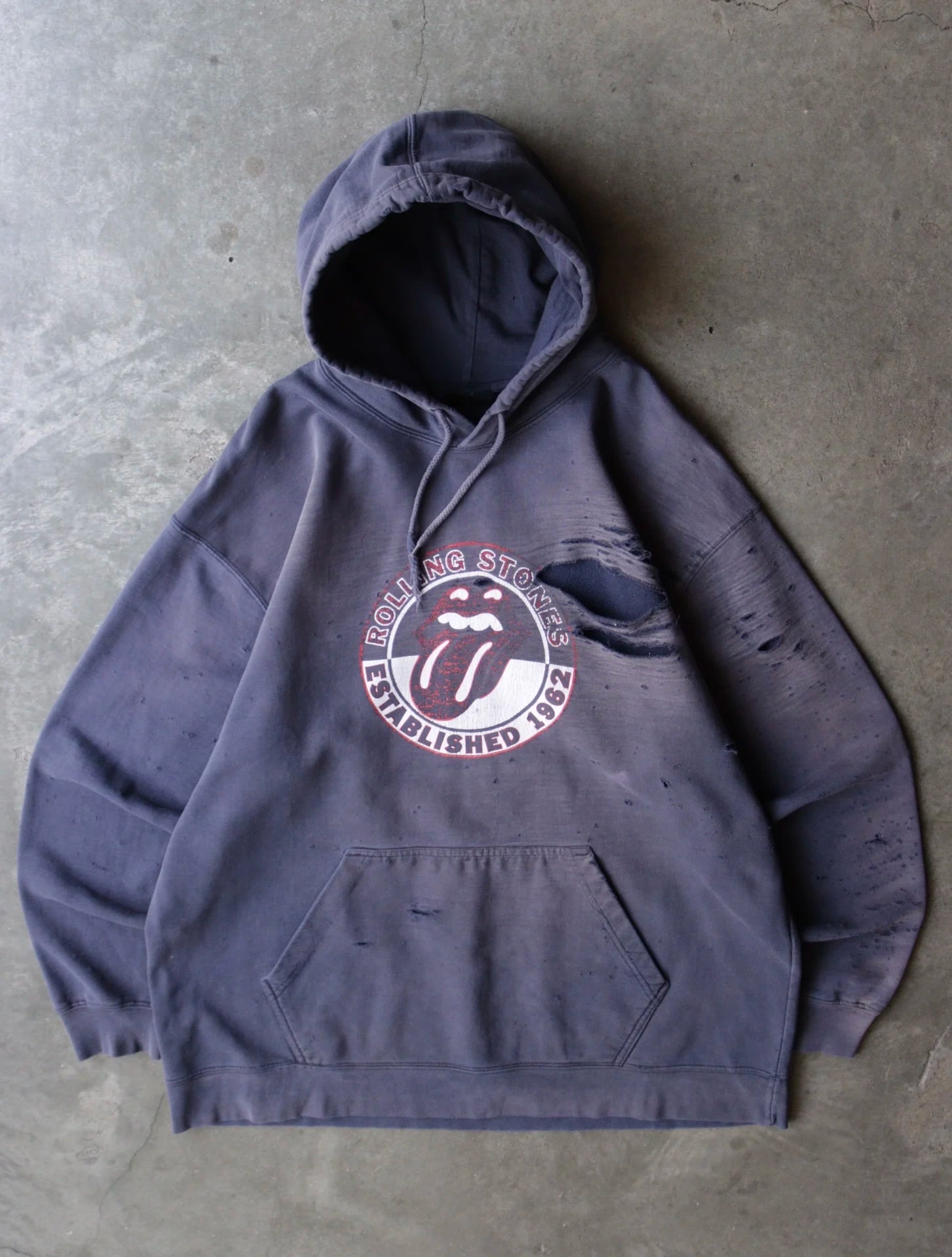 2000S THRASHED ROLLING STONES HOODED SWEATSHIRT