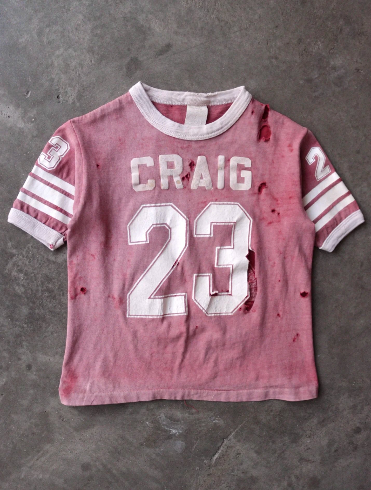 1960S THRASHED FADED SPORTS JERSEY TEE