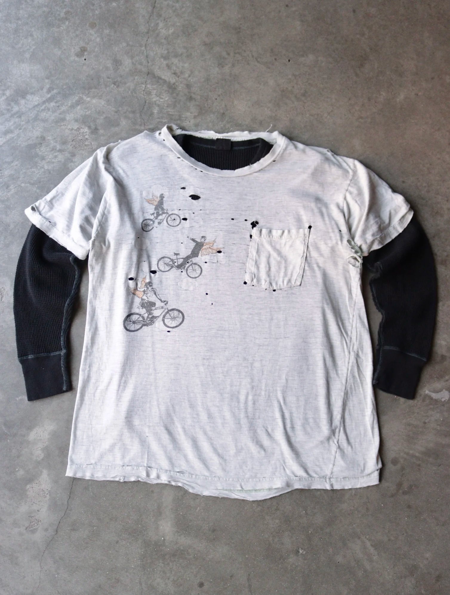 1990S THRASHED BAND TEE + THERMAL SHIRT
