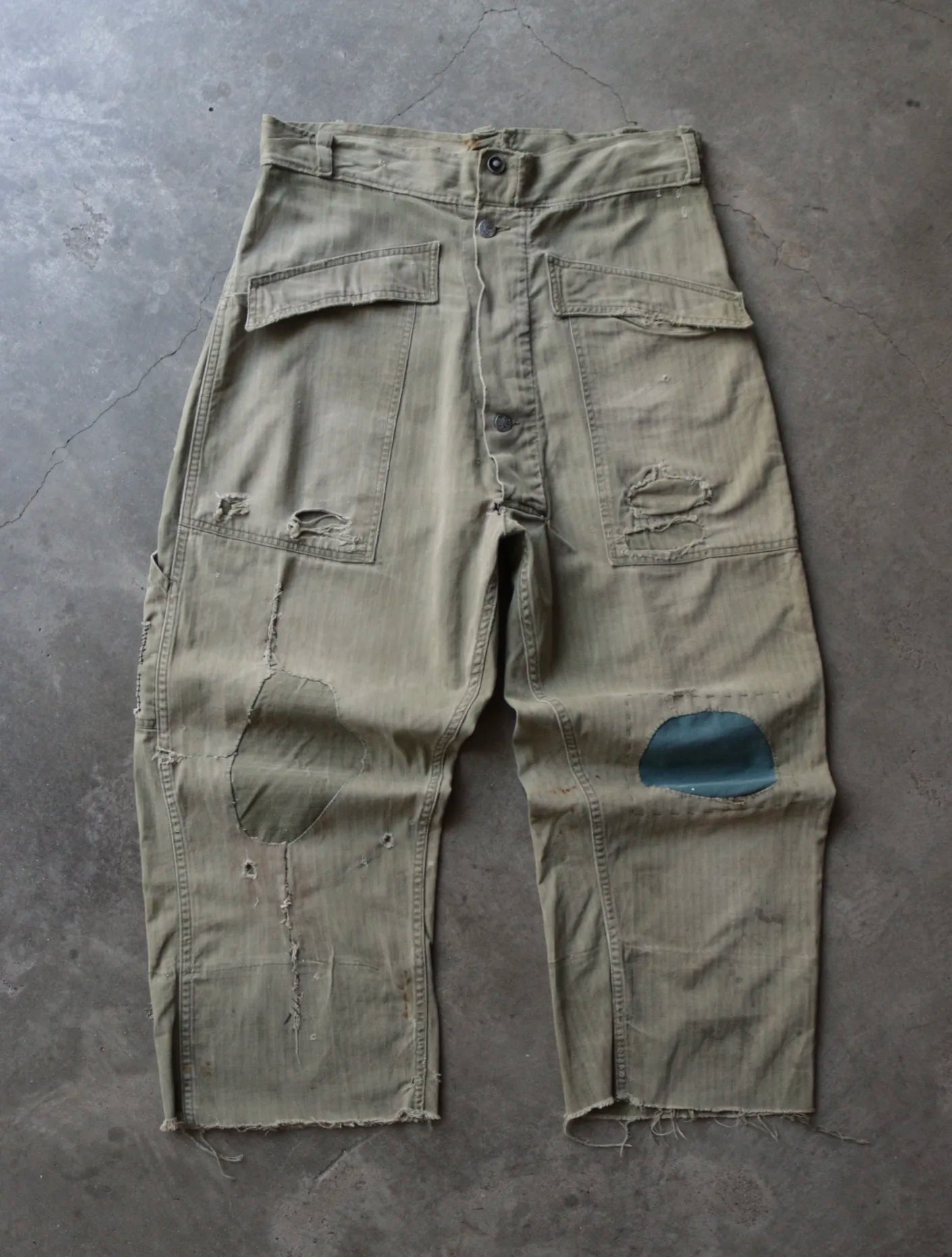 1950S MILITARY PATCHWORK REPAIRED PANTS