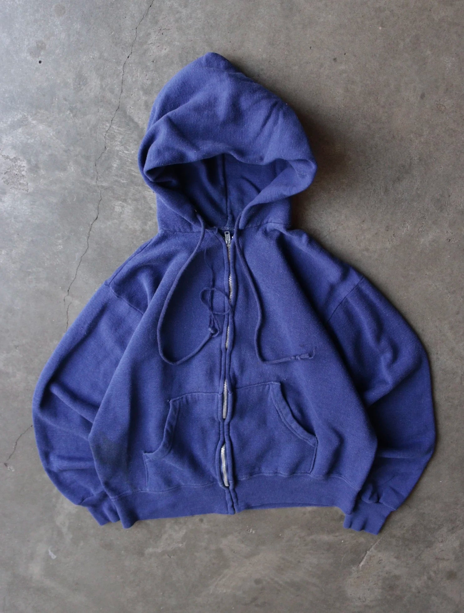 1980S BLUE ZIP UP HOODED SWEATSHIRT