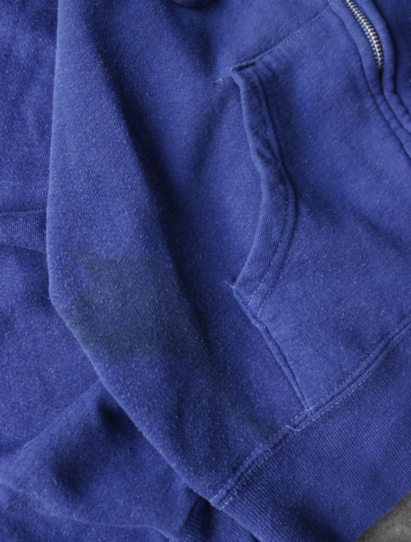 1980S BLUE ZIP UP HOODED SWEATSHIRT