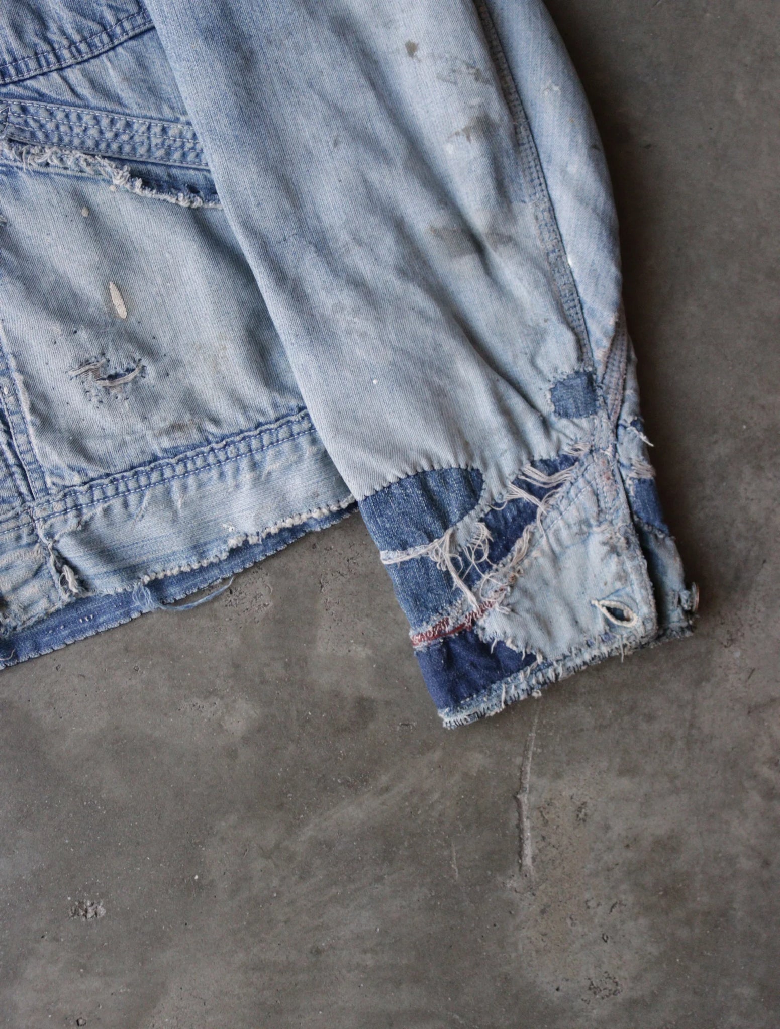 1950S THRASHED FARM REPAIRED BLANKET LINED WORK JACKET