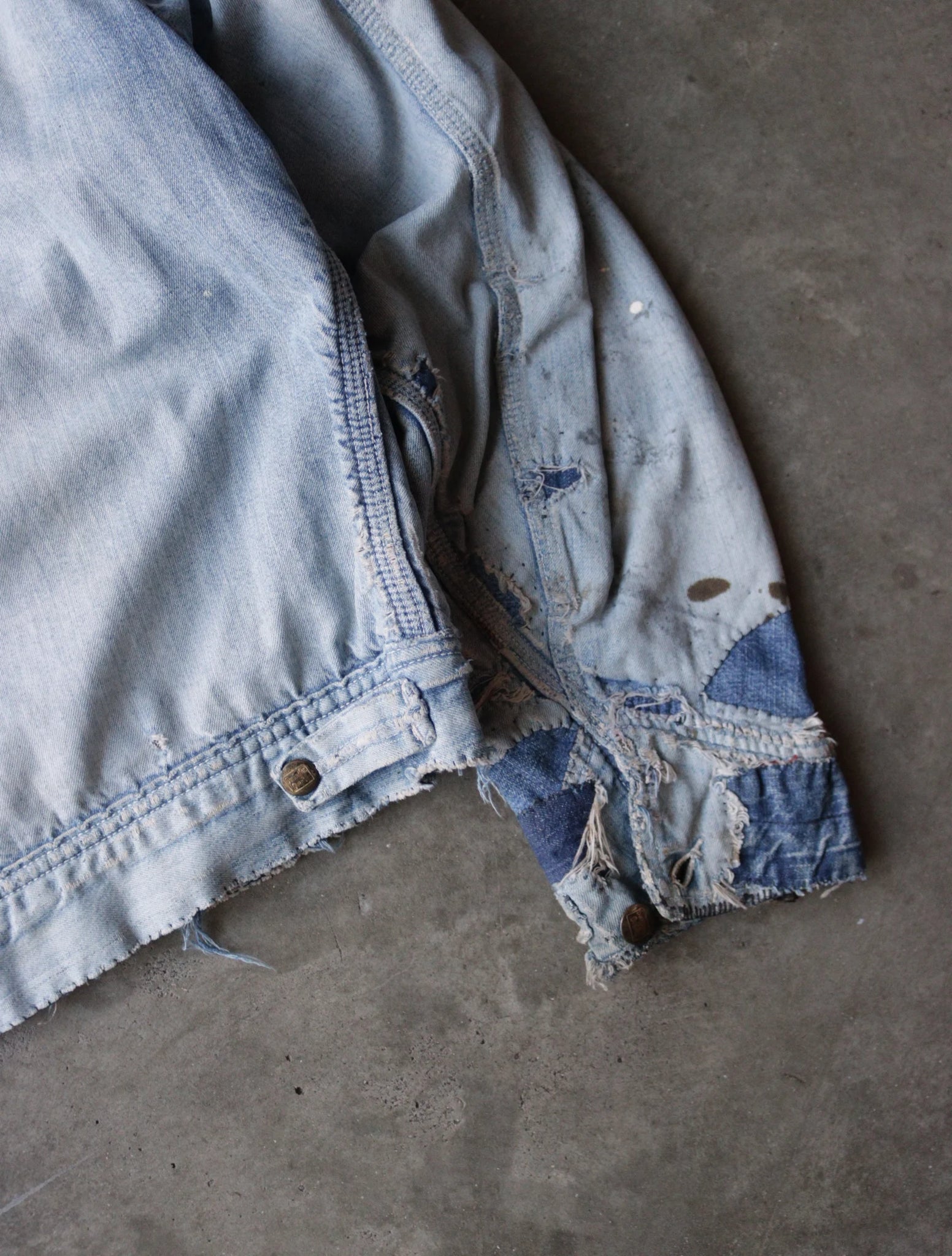 1950S THRASHED FARM REPAIRED BLANKET LINED WORK JACKET