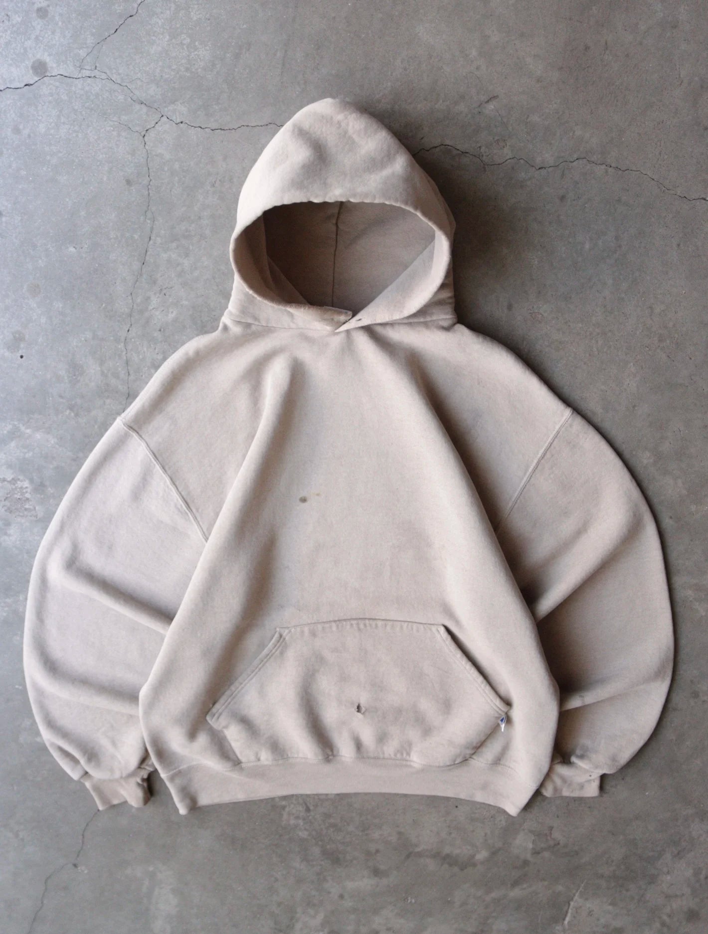 1990S RUSSELL OATMEAL HOODED SWEATSHIRT