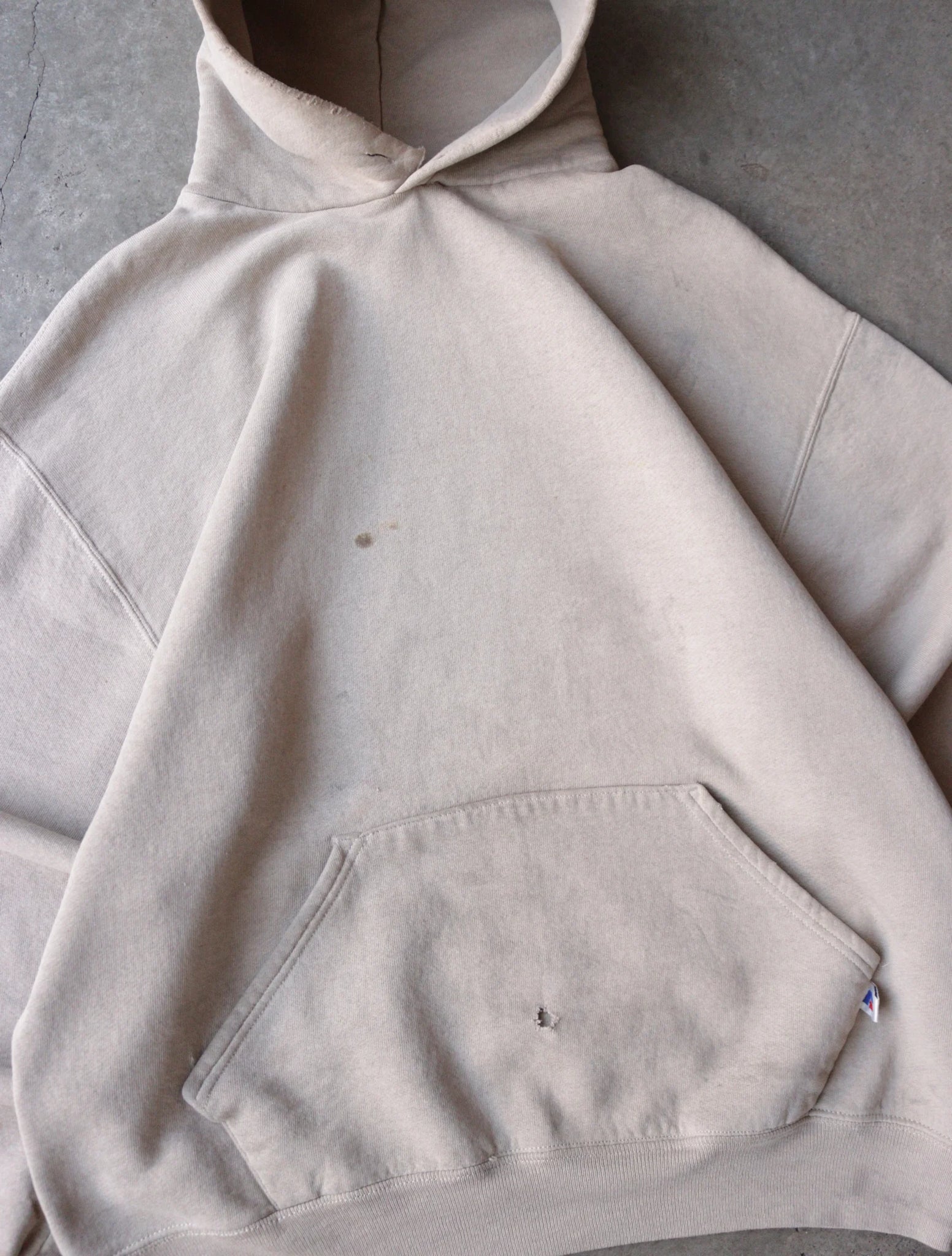 1990S RUSSELL OATMEAL HOODED SWEATSHIRT