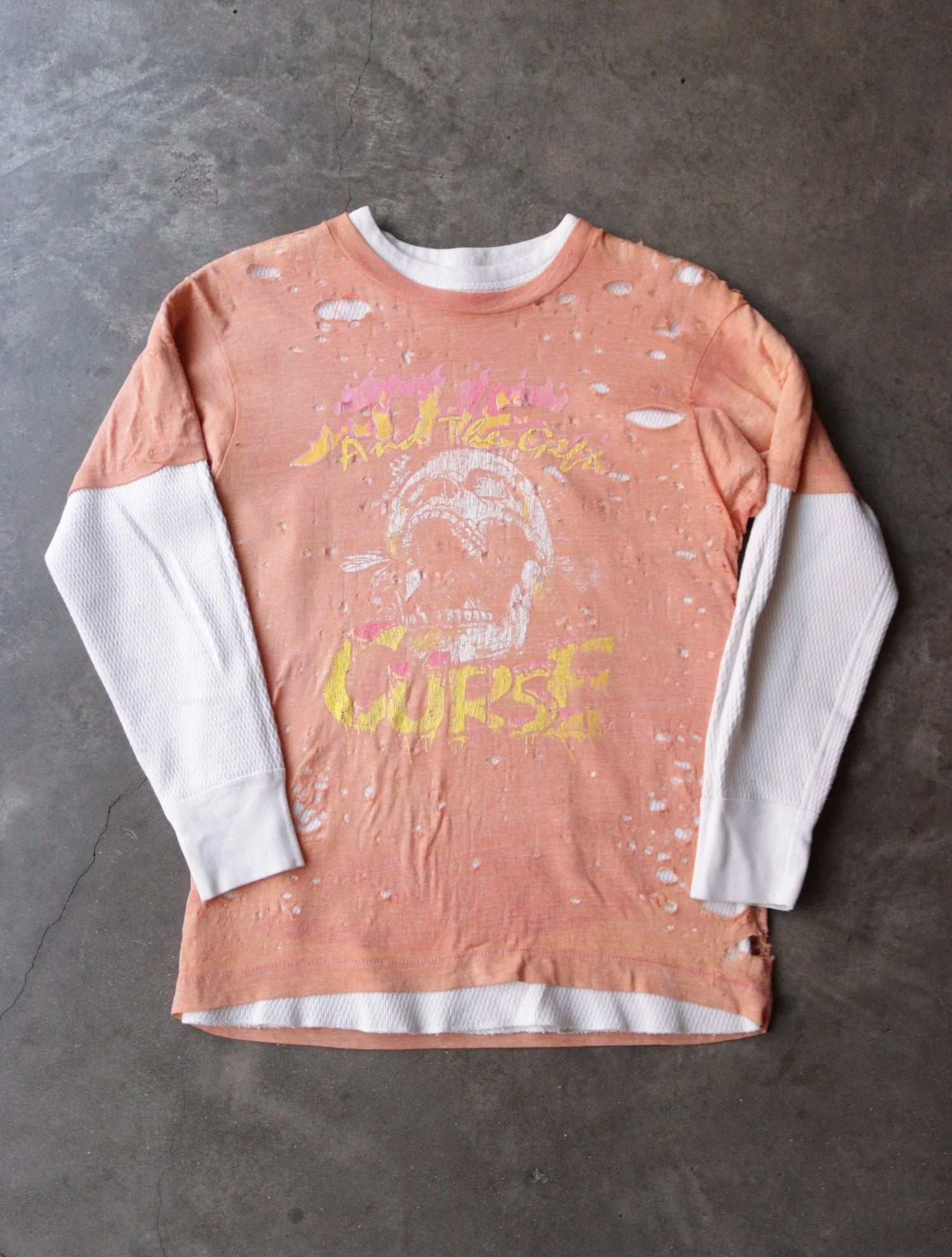 1980S SHEER SKULL TEE + THERMAL SHIRT