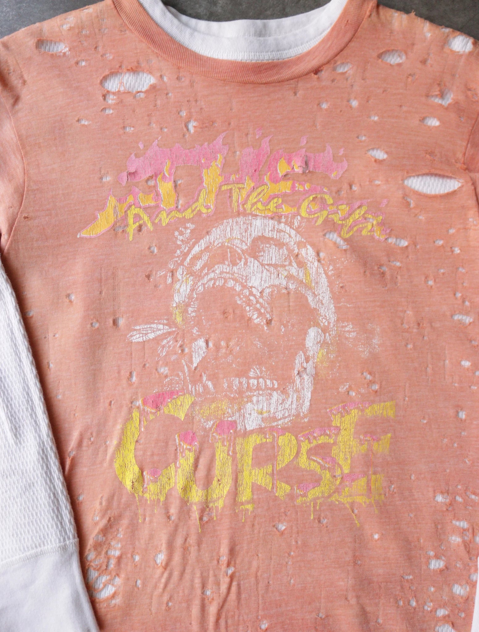 1980S SHEER SKULL TEE + THERMAL SHIRT