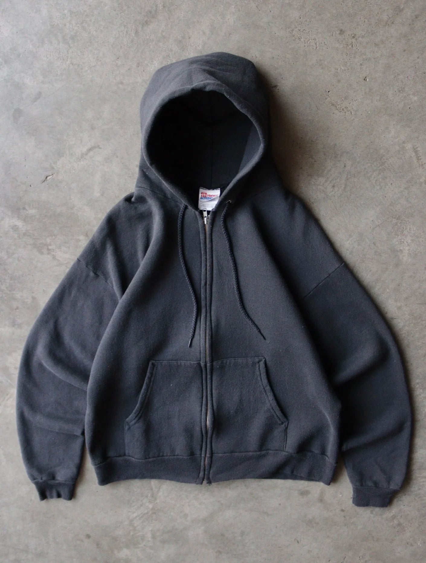 1990S ZIP UP BLANK HOODED SWEATSHIRT