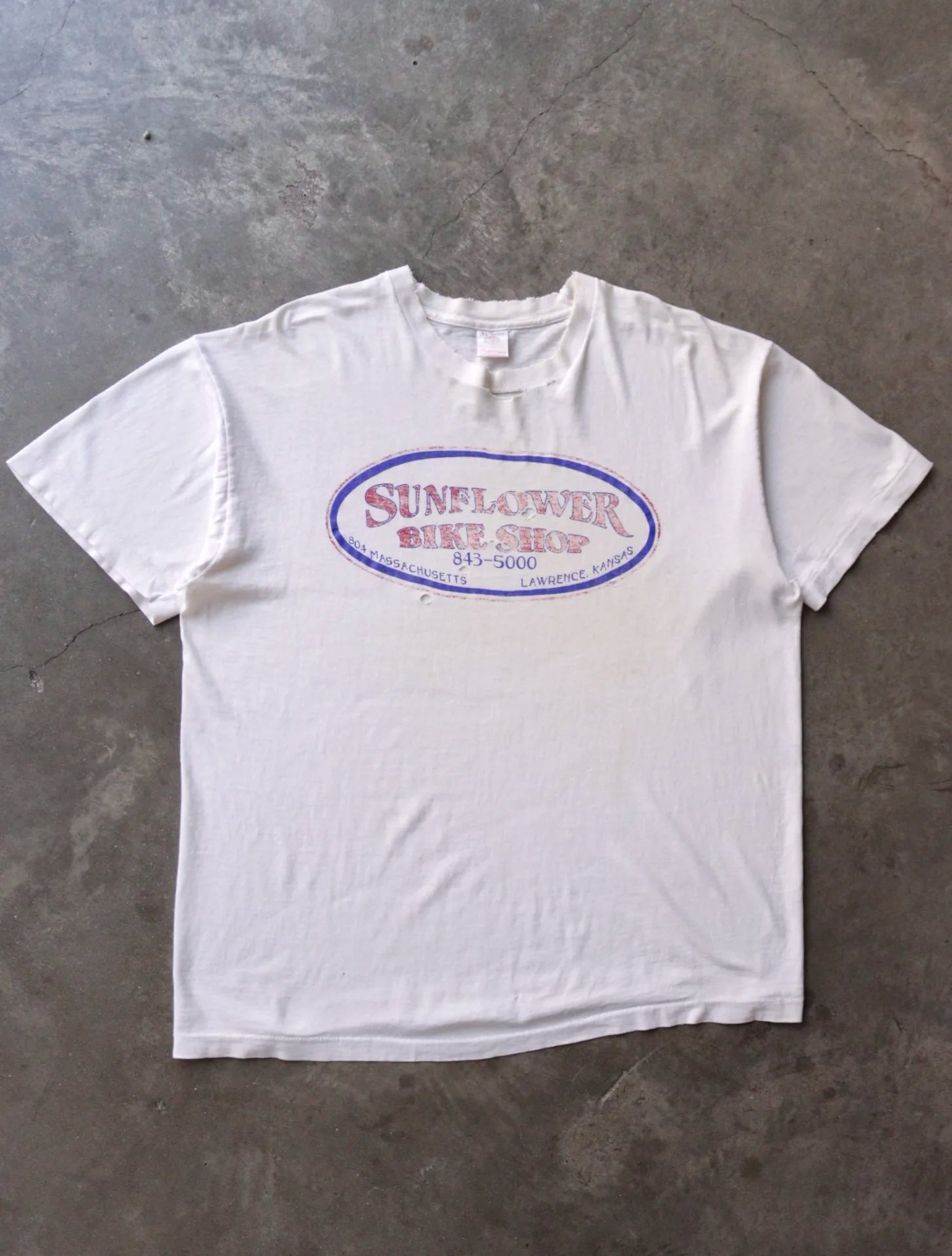 1990S THRASHED SUNFLOWER BIKE SHOP TEE