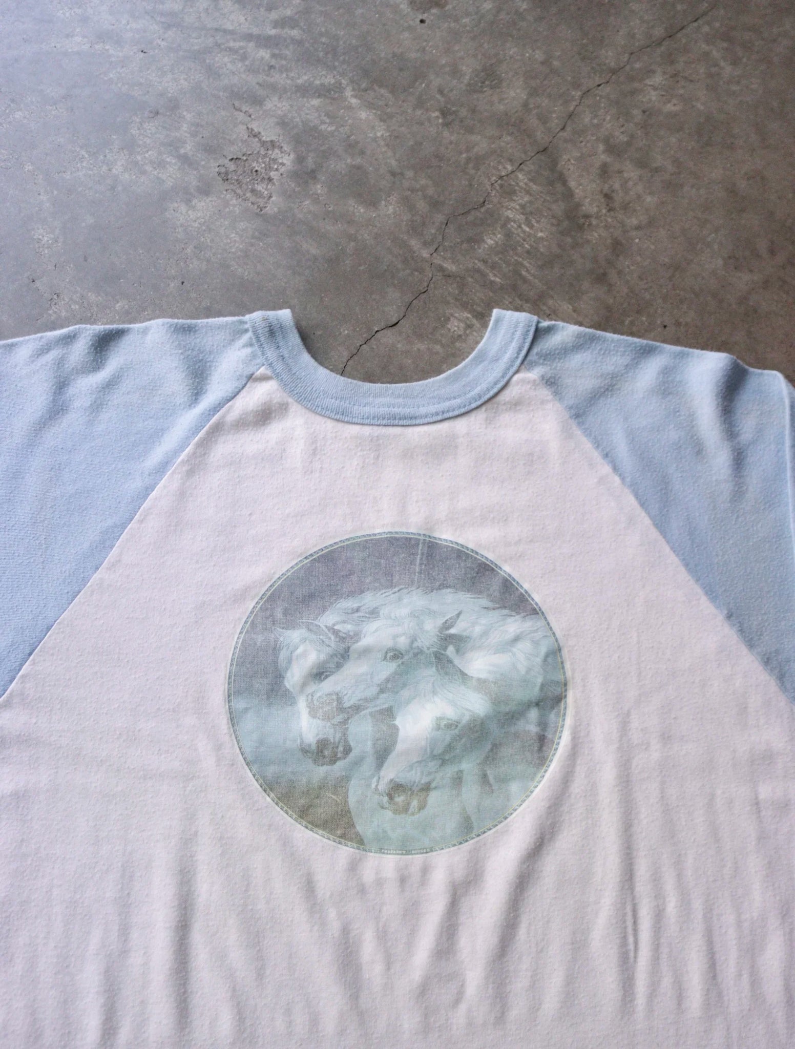 1990S WHITE HORSES TWO TONE L.S SHIRT
