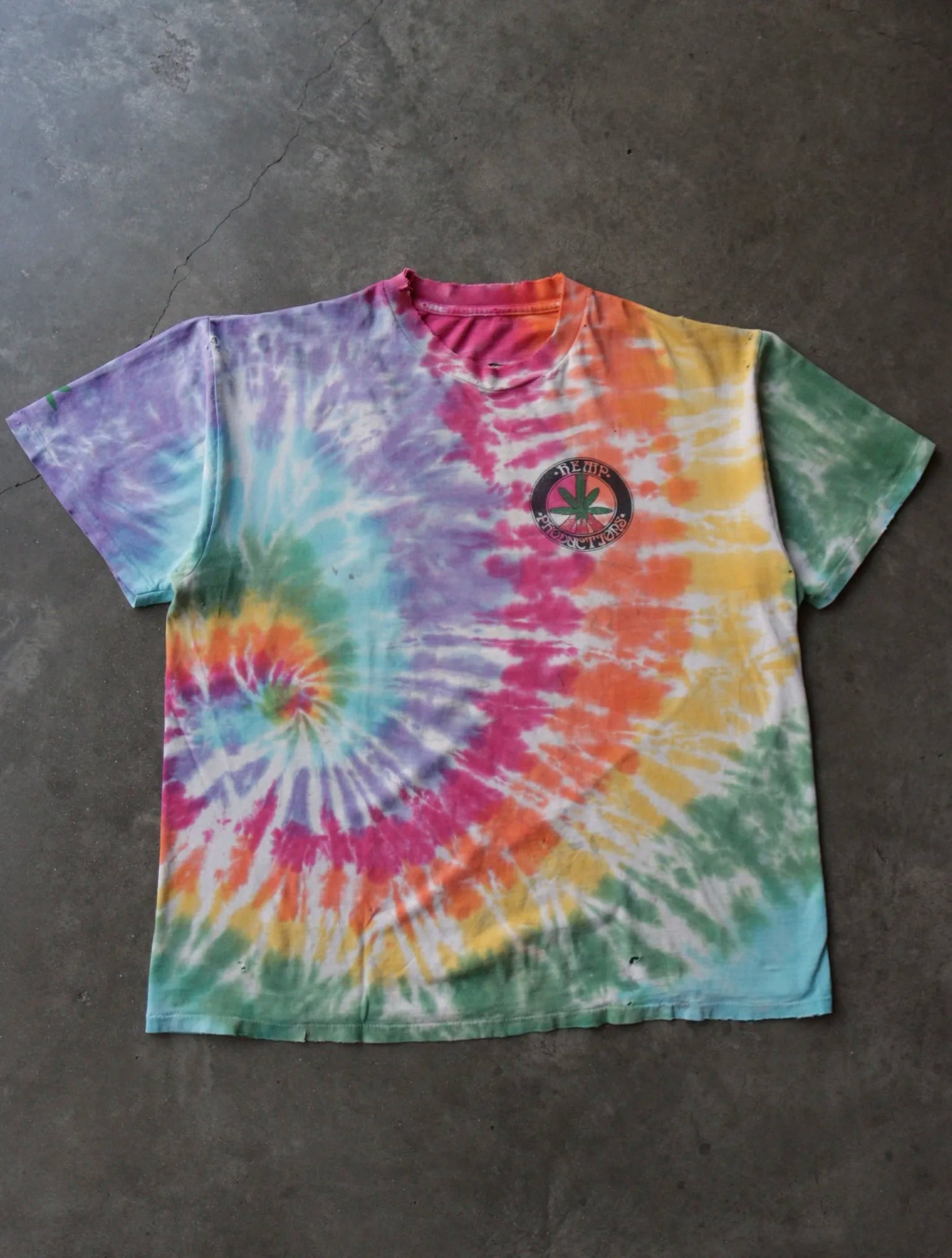 1990S DISTRESSED HEMP TIE DYE TEE