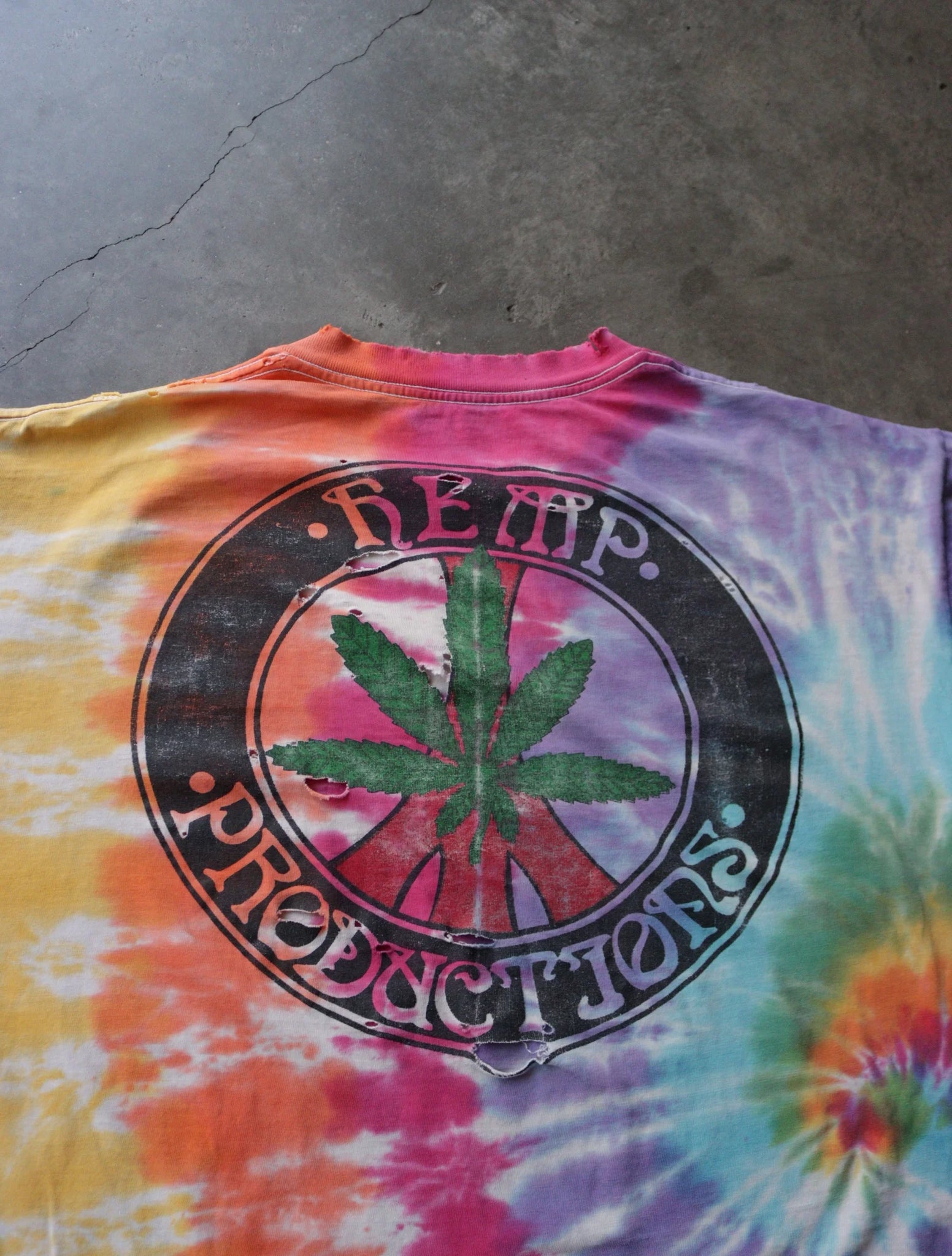 1990S DISTRESSED HEMP TIE DYE TEE
