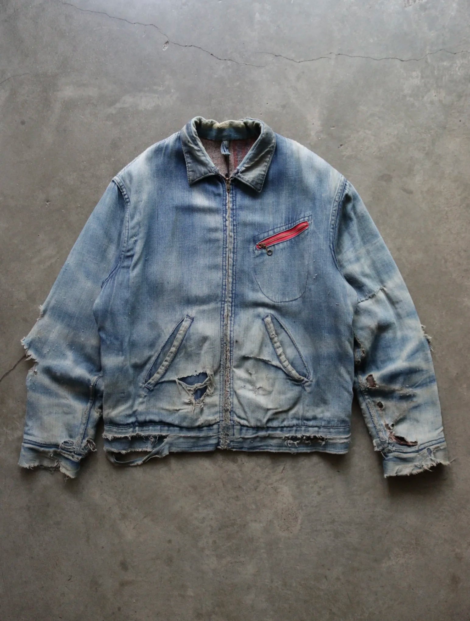 1970S SUN FADED DISTRESSED TRUCKER JACKET