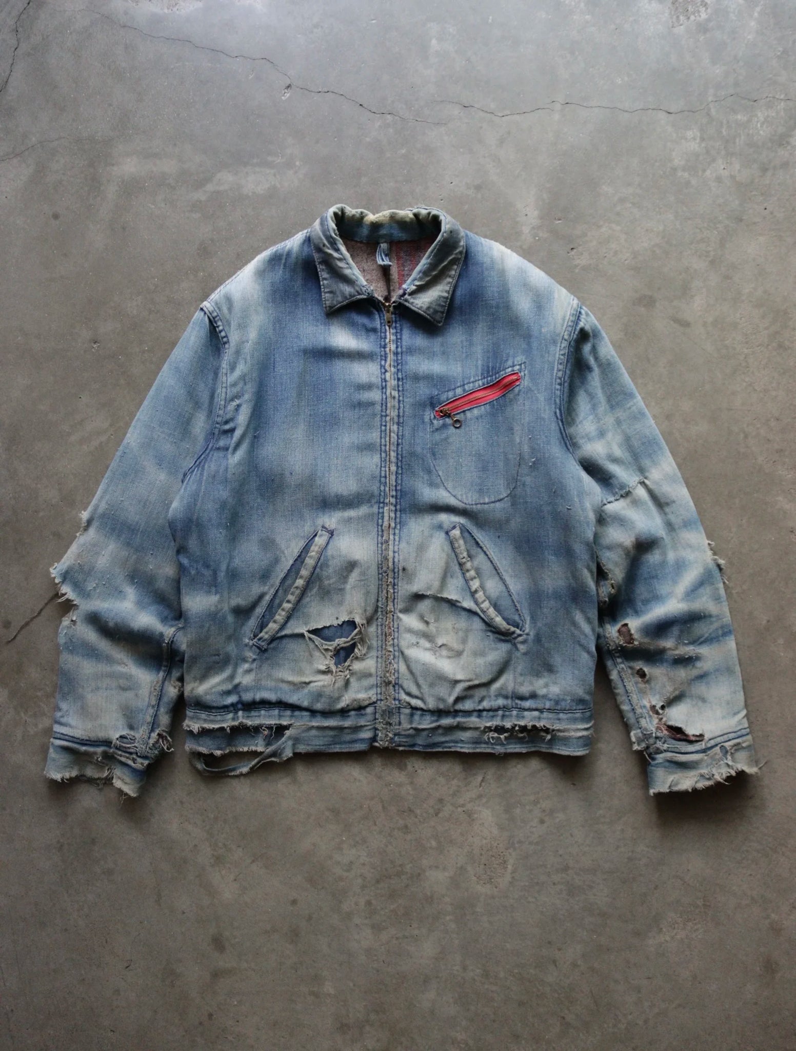 1970S SUN FADED DISTRESSED TRUCKER JACKET