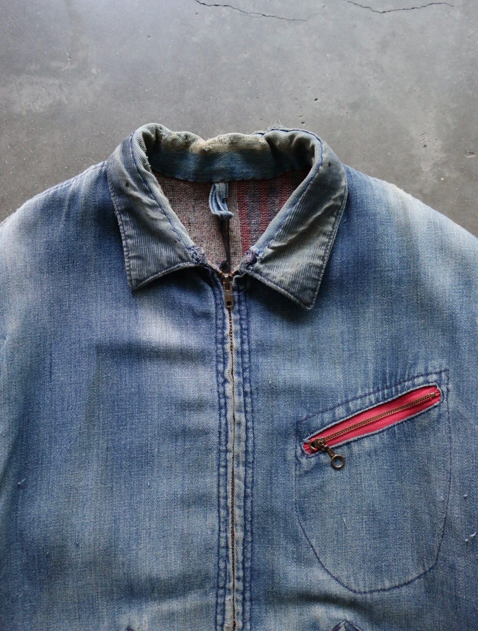 1970S SUN FADED DISTRESSED TRUCKER JACKET