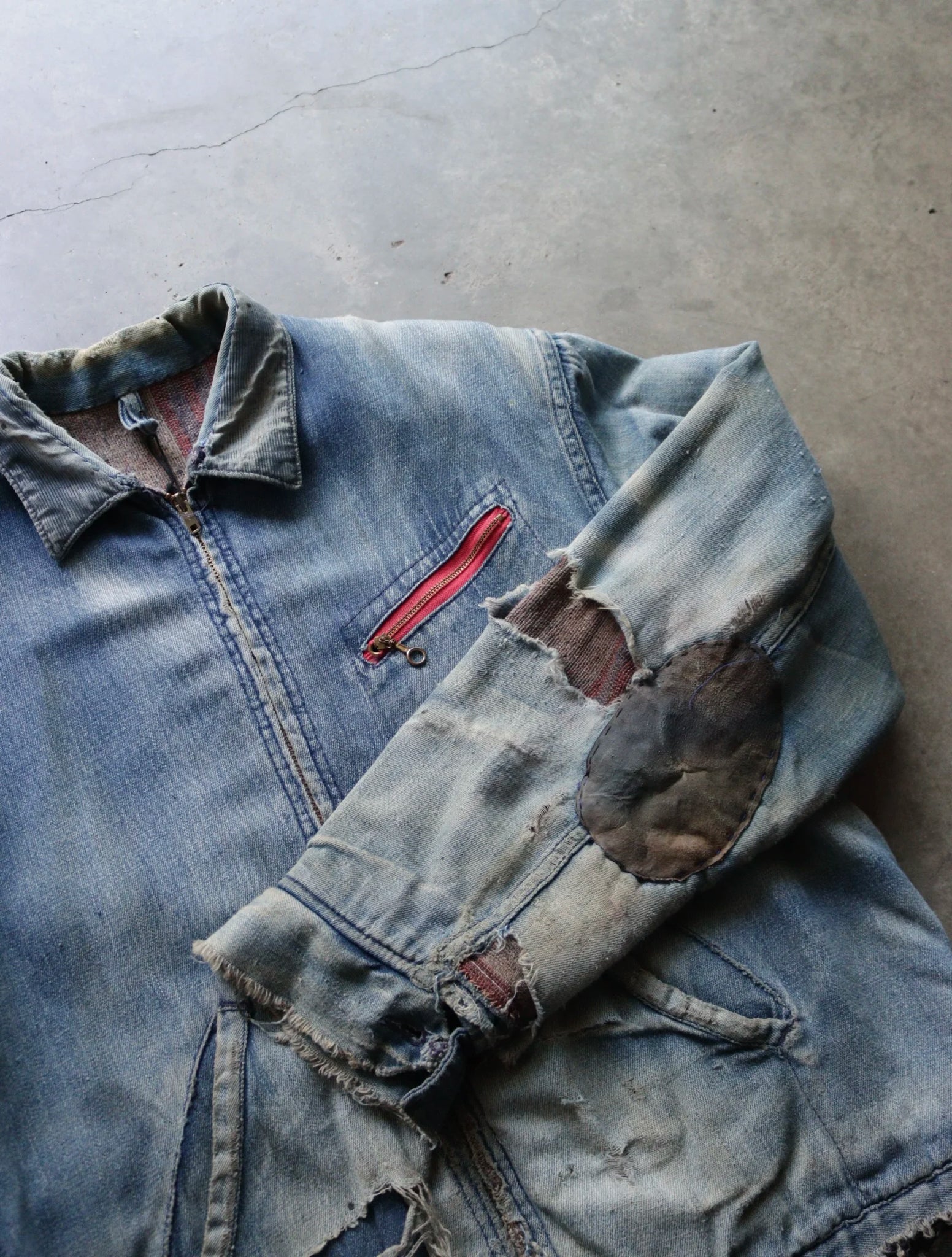 1970S SUN FADED DISTRESSED TRUCKER JACKET