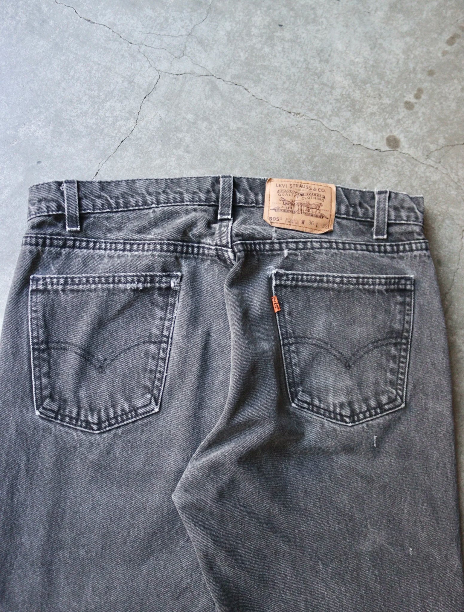 1980S LEVIS 505 FADED BLACK DENIM PANTS