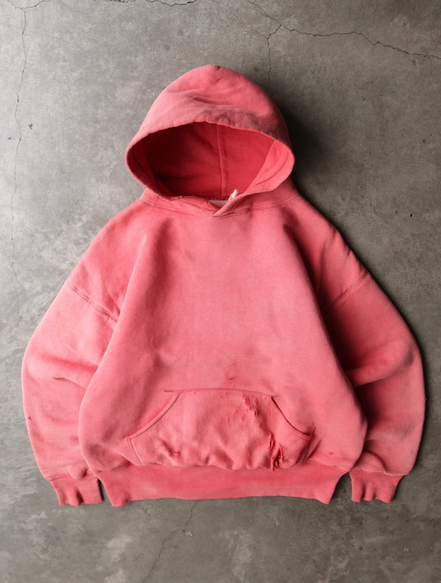1950S FADED RED DOUBLE FACE HOODED SWEATSHIRT
