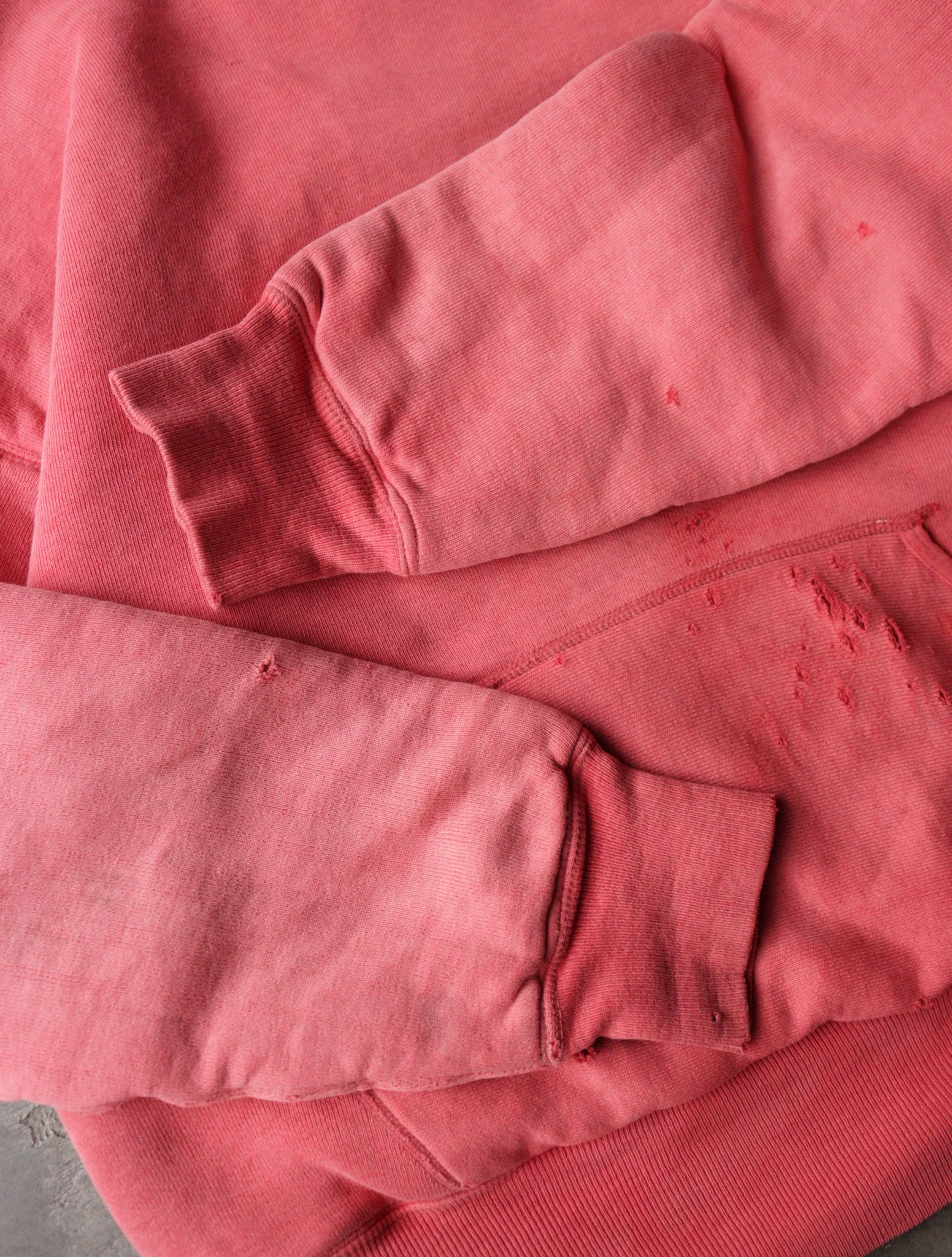 1950S FADED RED DOUBLE FACE HOODED SWEATSHIRT