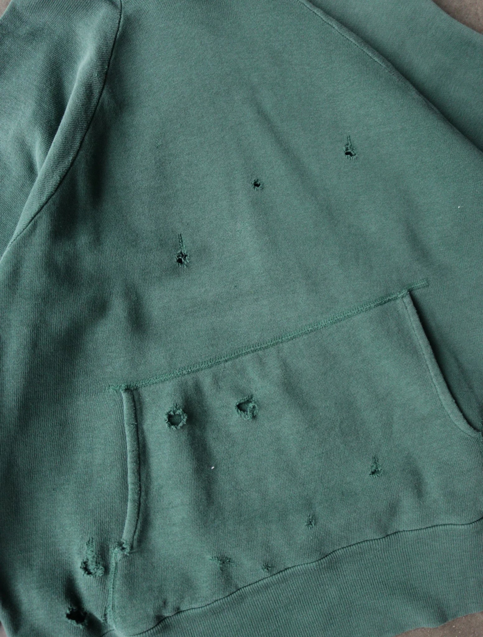 1960S FADED GREEN HOODED SWEATSHIRT