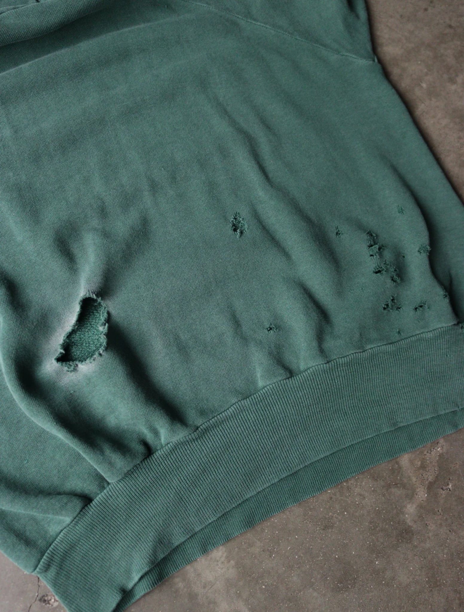 1960S FADED GREEN HOODED SWEATSHIRT