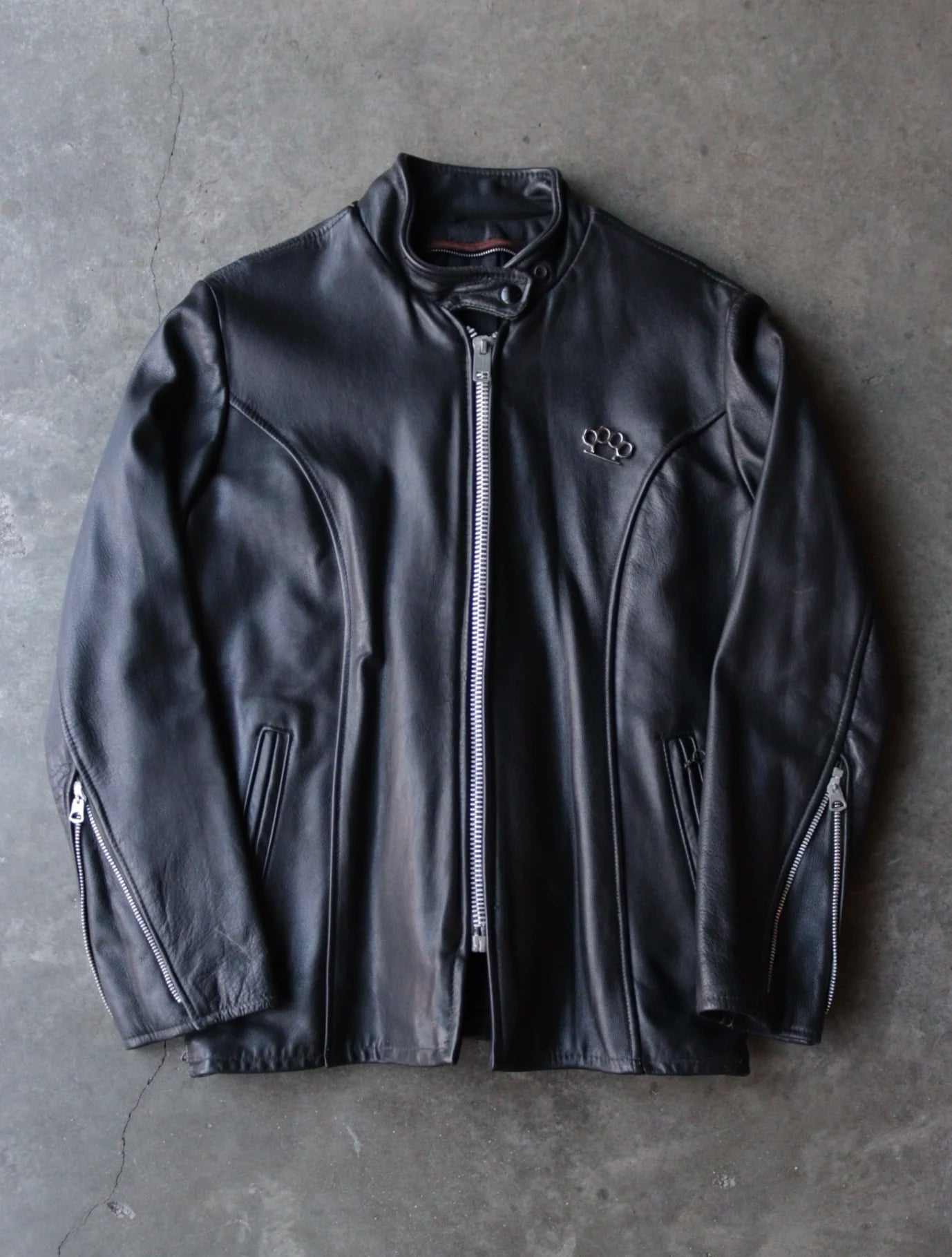 1970S LEATHER BIKER RACER JACKET