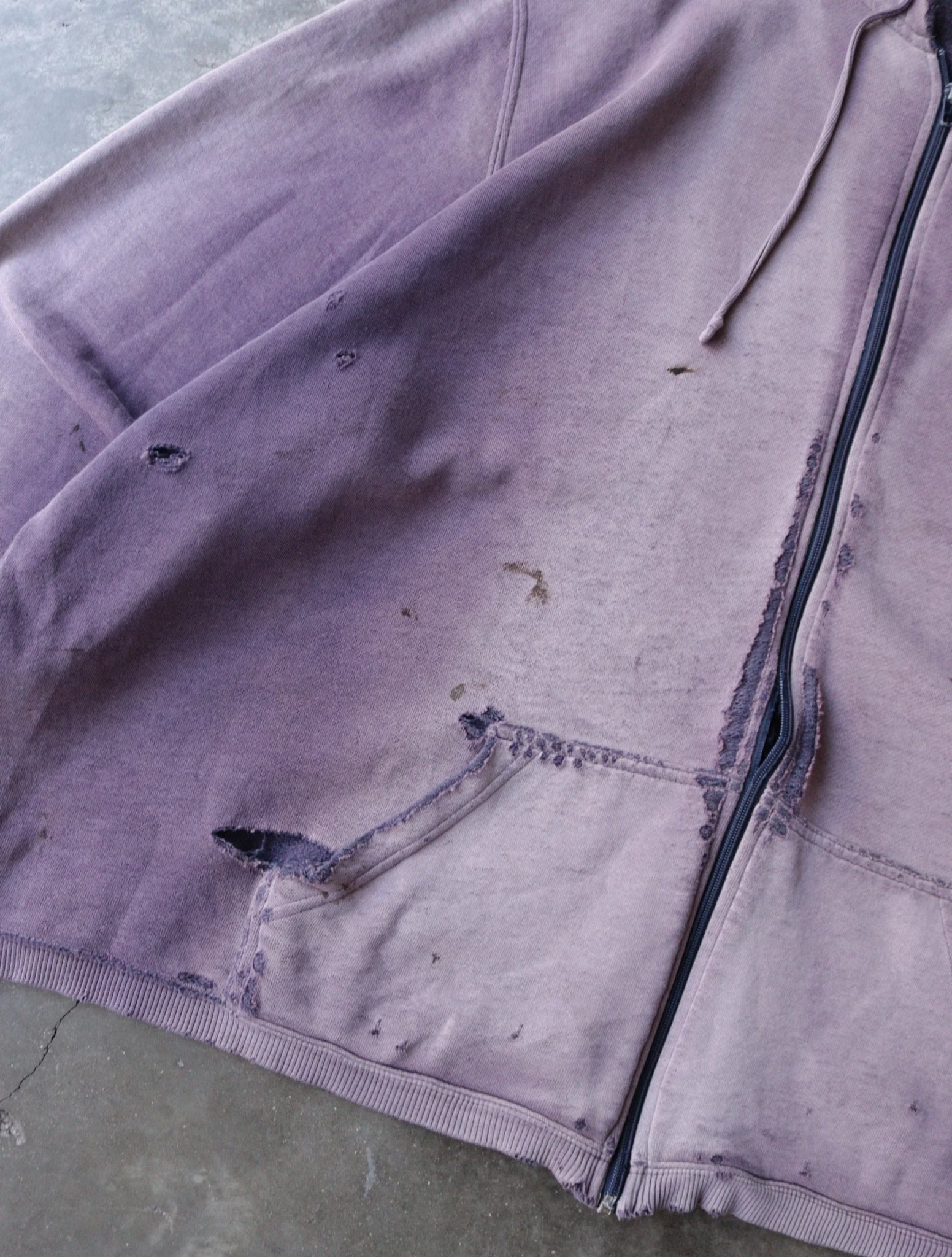 1990S FADED PURPLE ZIP UP HOODED SWEATSHIRT