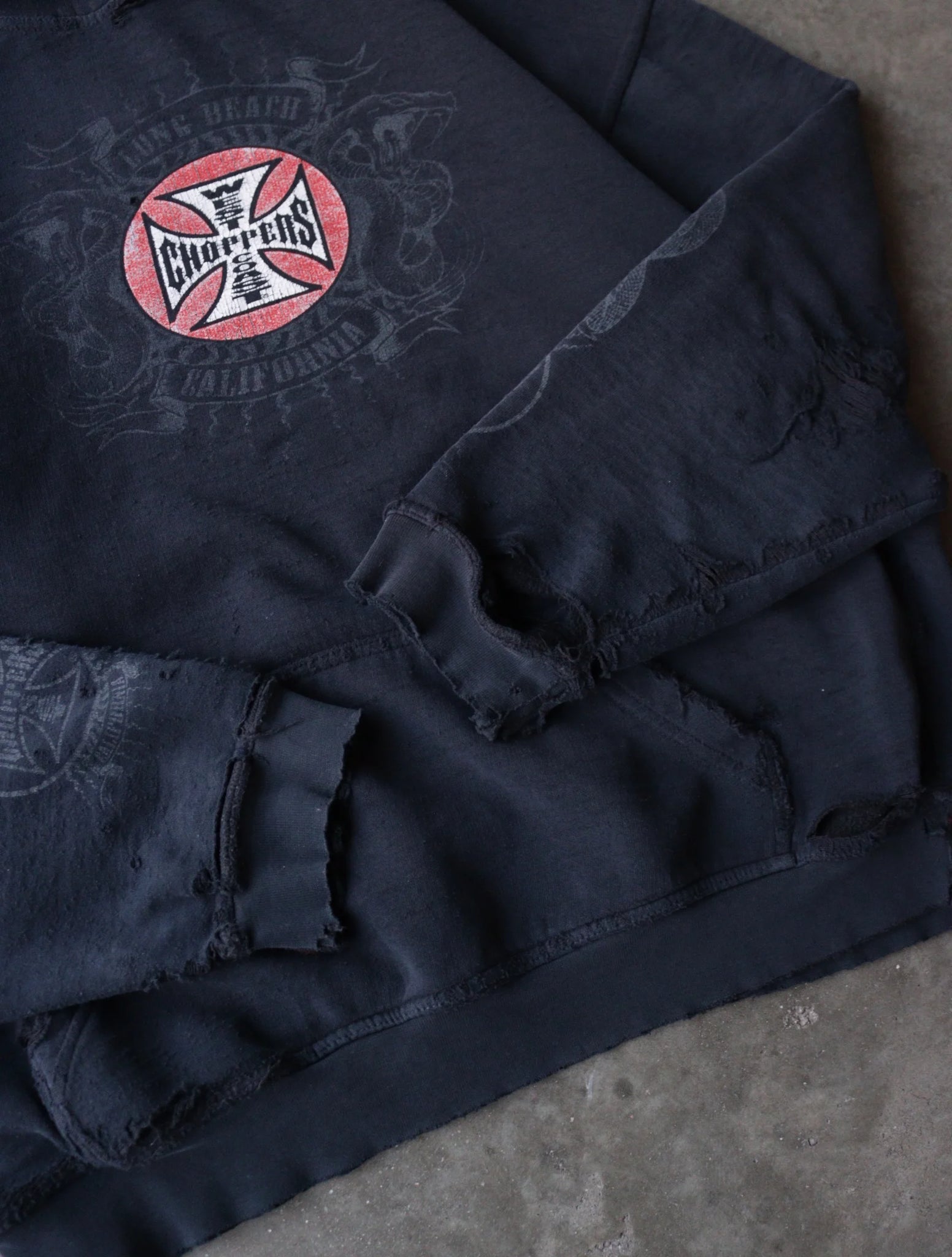 2000S FADED DISTRESSED WCC HOODED SWEATSHIRT