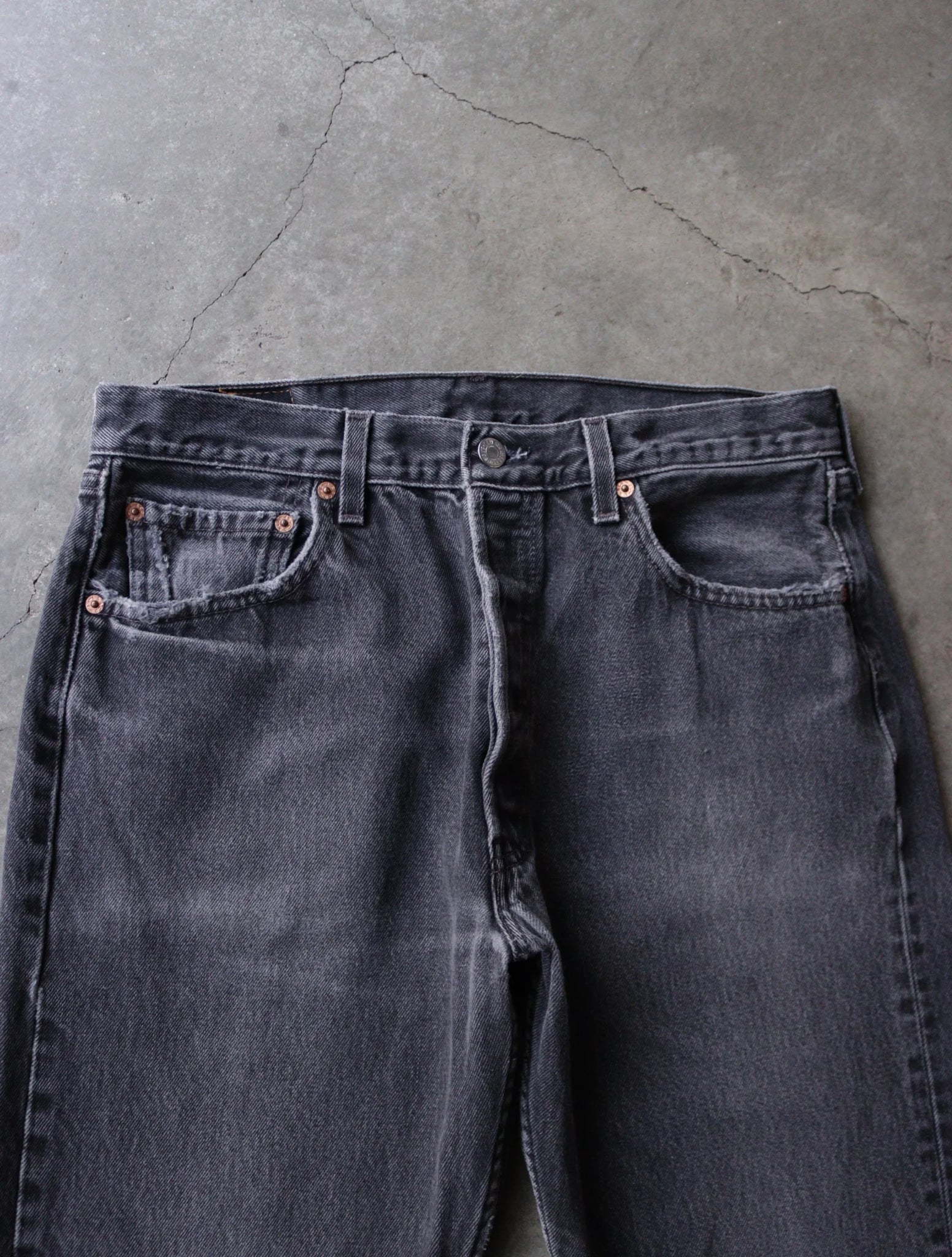 1990S FADED BLACK LEVIS 501 DENIM PANTS