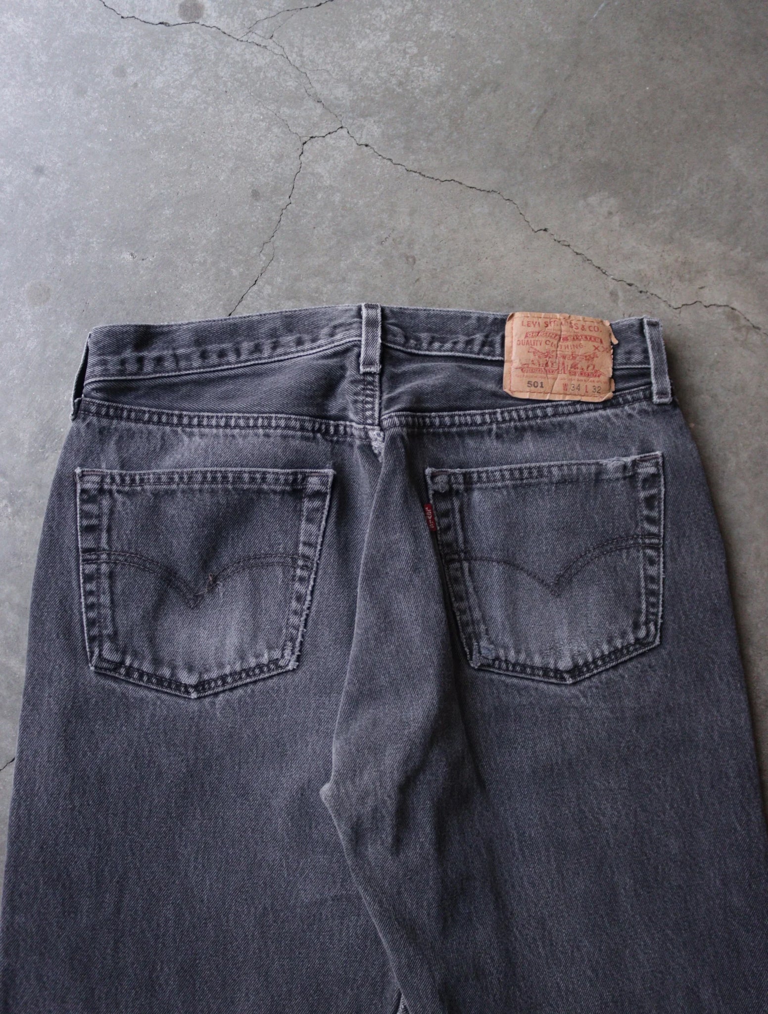 1990S FADED BLACK LEVIS 501 DENIM PANTS