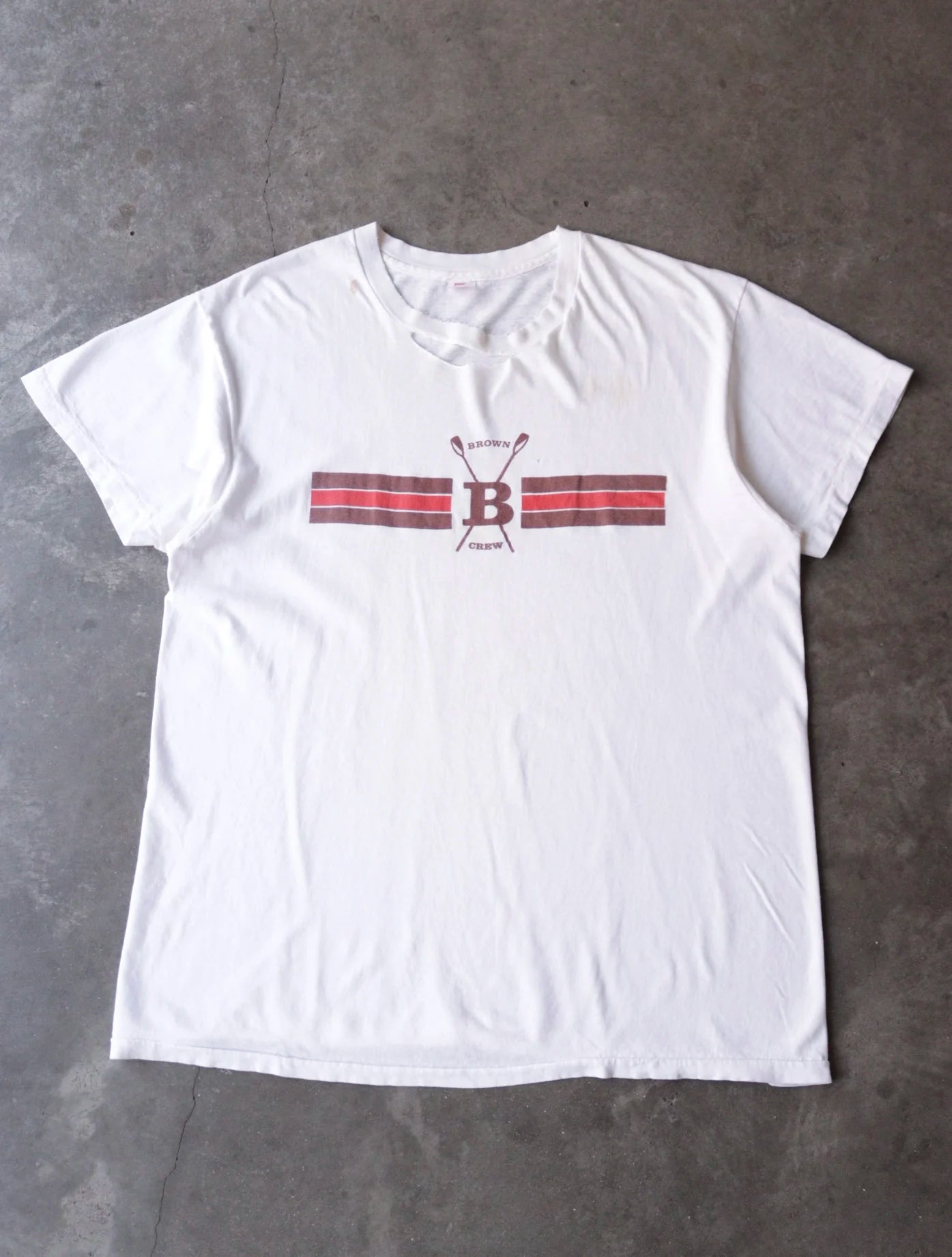 1990S DISTRESSED BROWN ROWING CREW TEE