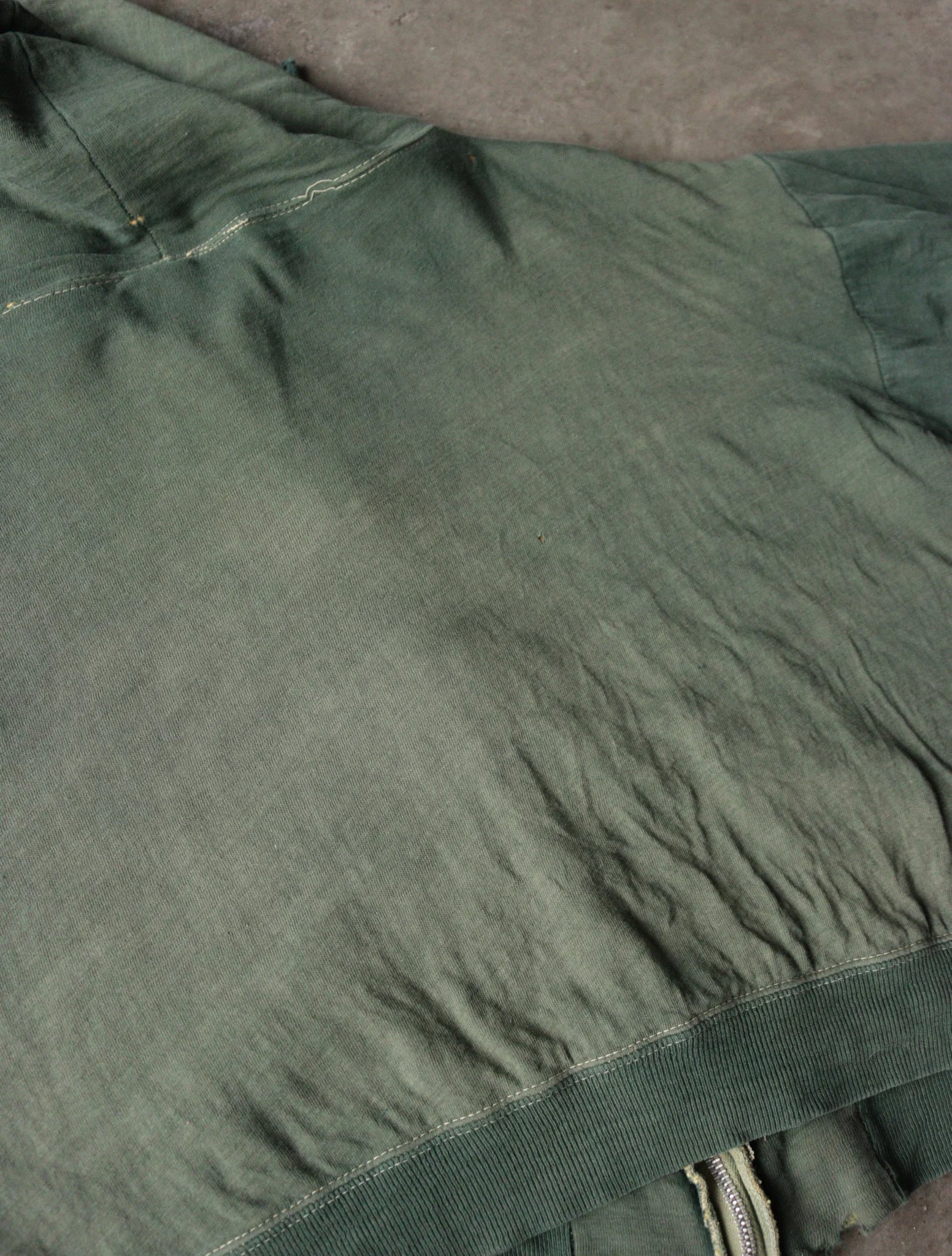 1960S FADED GREEN AND YELLOW THERMAL HOODED SWEATSHIRT