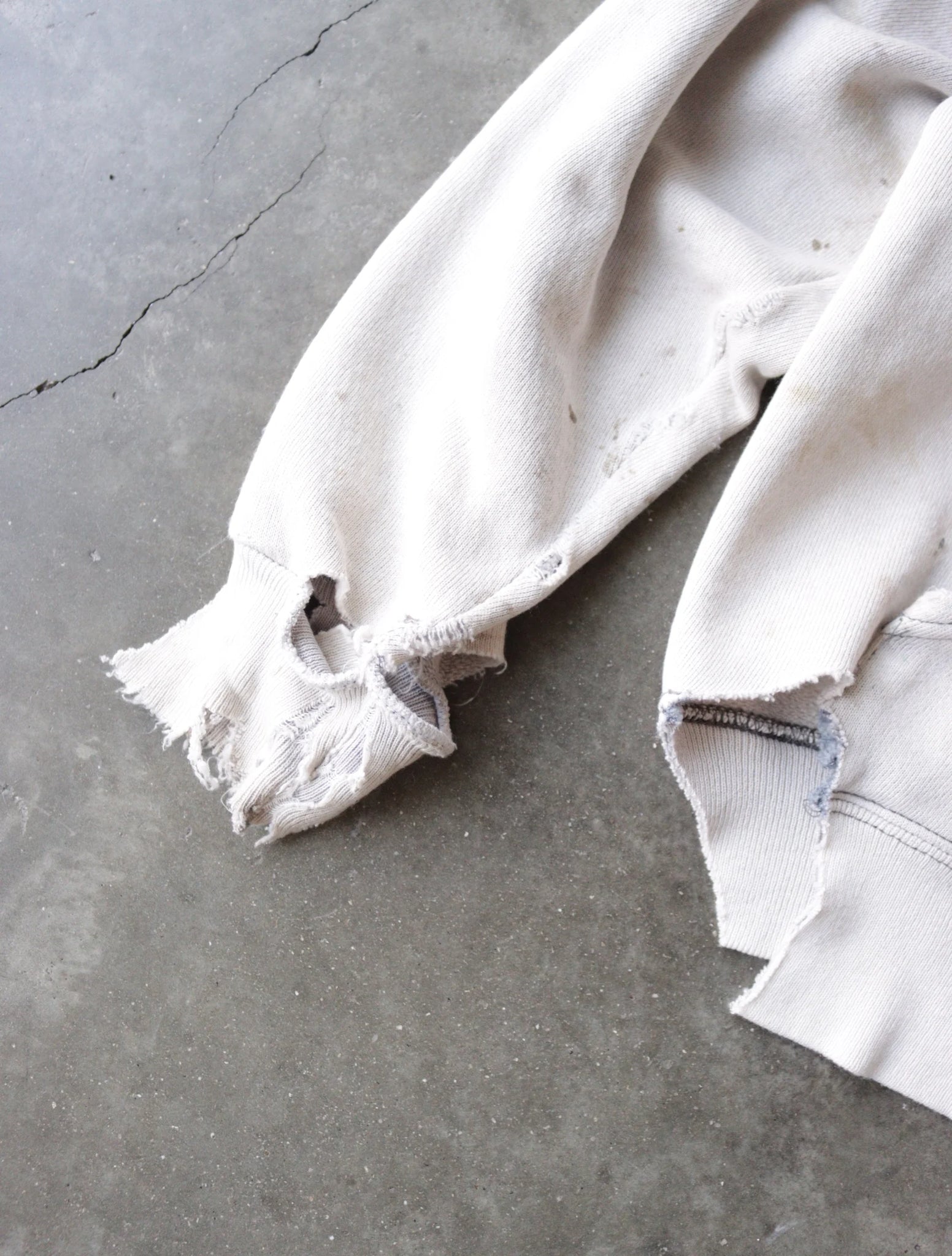 1980S BONE WHITE CONTRAST ZIP HOODED SWEATSHIRT