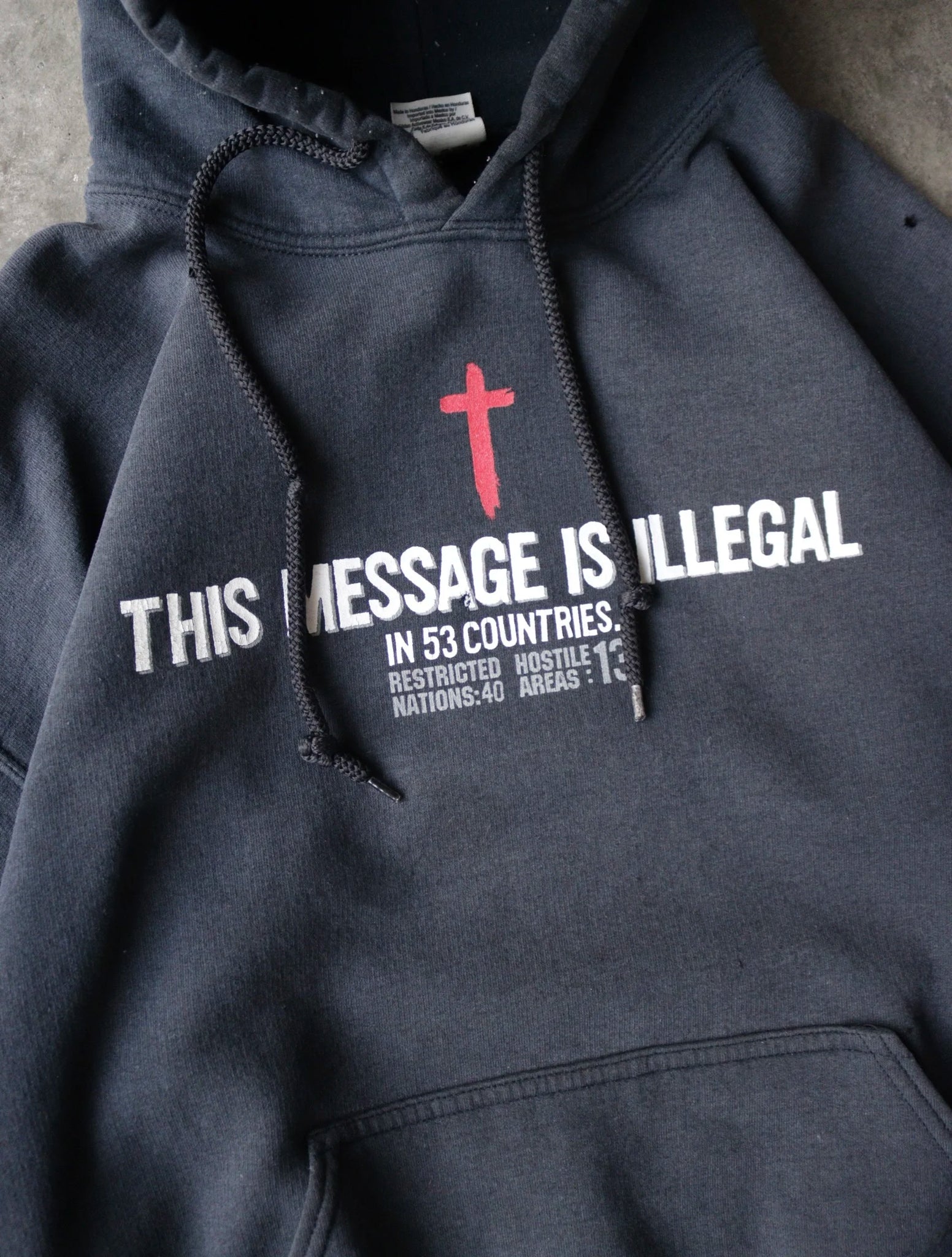 2000S THIS MESSAGE IS ILLEGAL HOODED SWEATSHIRT