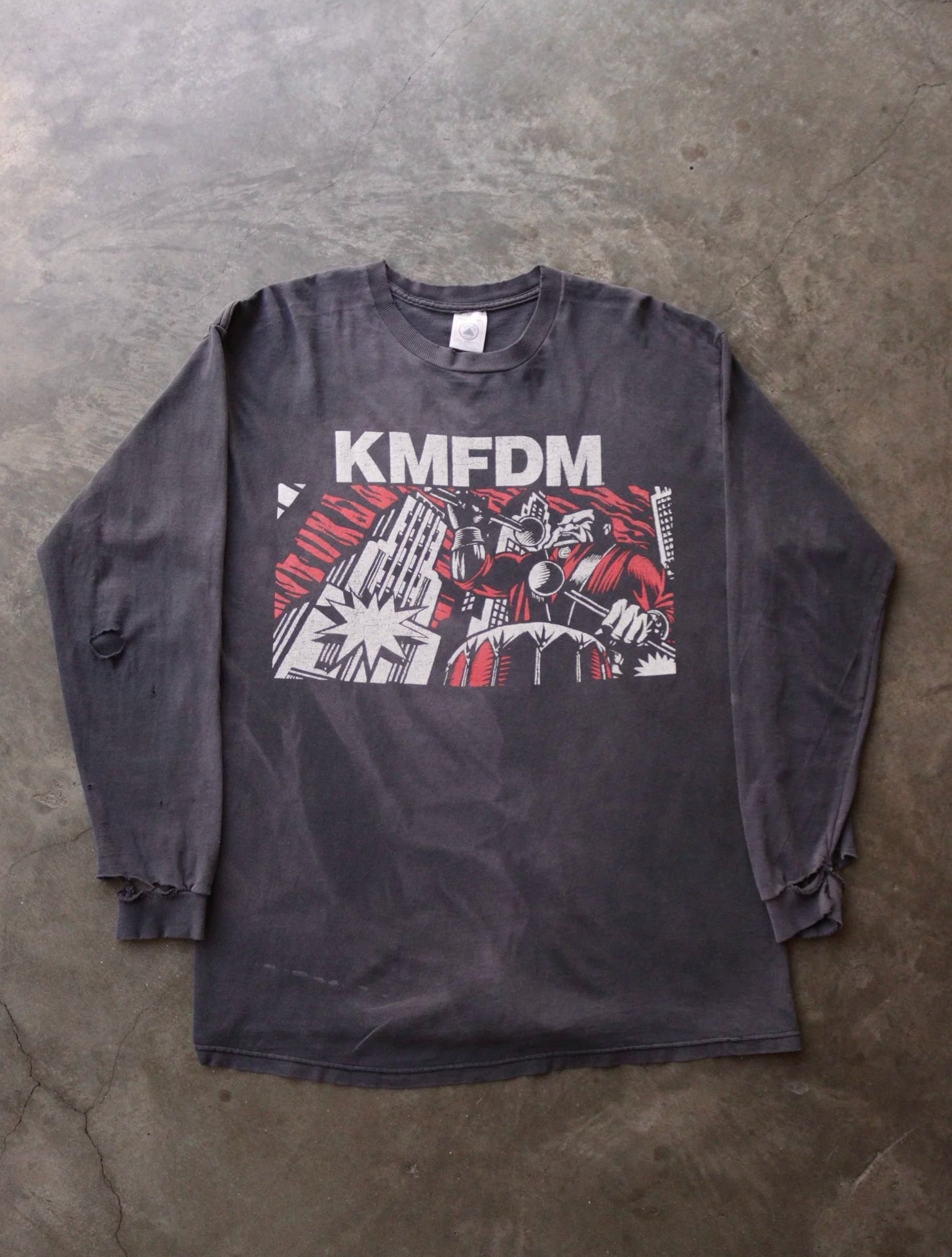 1990S SUN FADED DISTRESSED KMFDM TEE